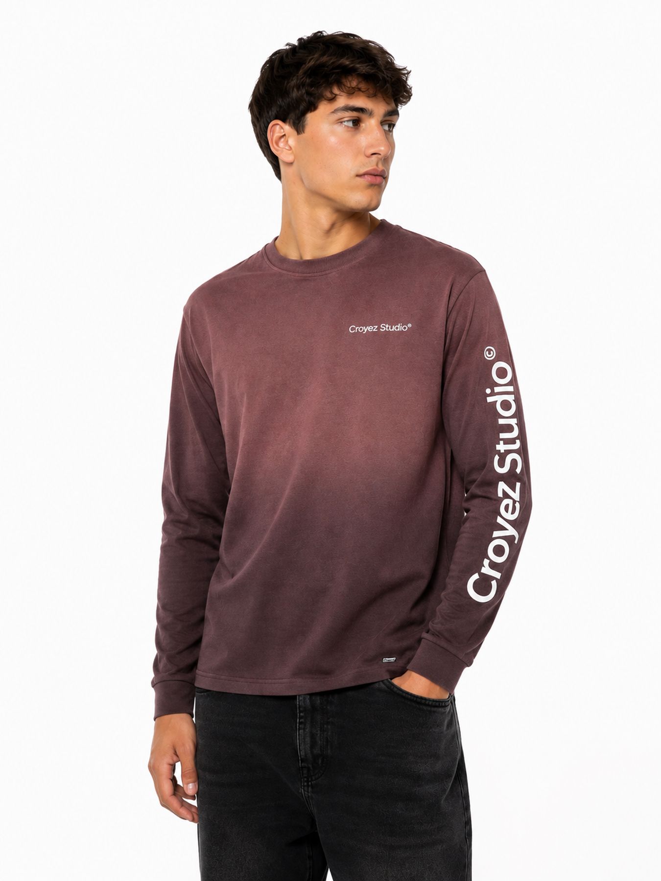 Croyez Croyez Studio Faded Longsleeve T-Shirt 45009 raisin red 00120365-EKA26013600000013