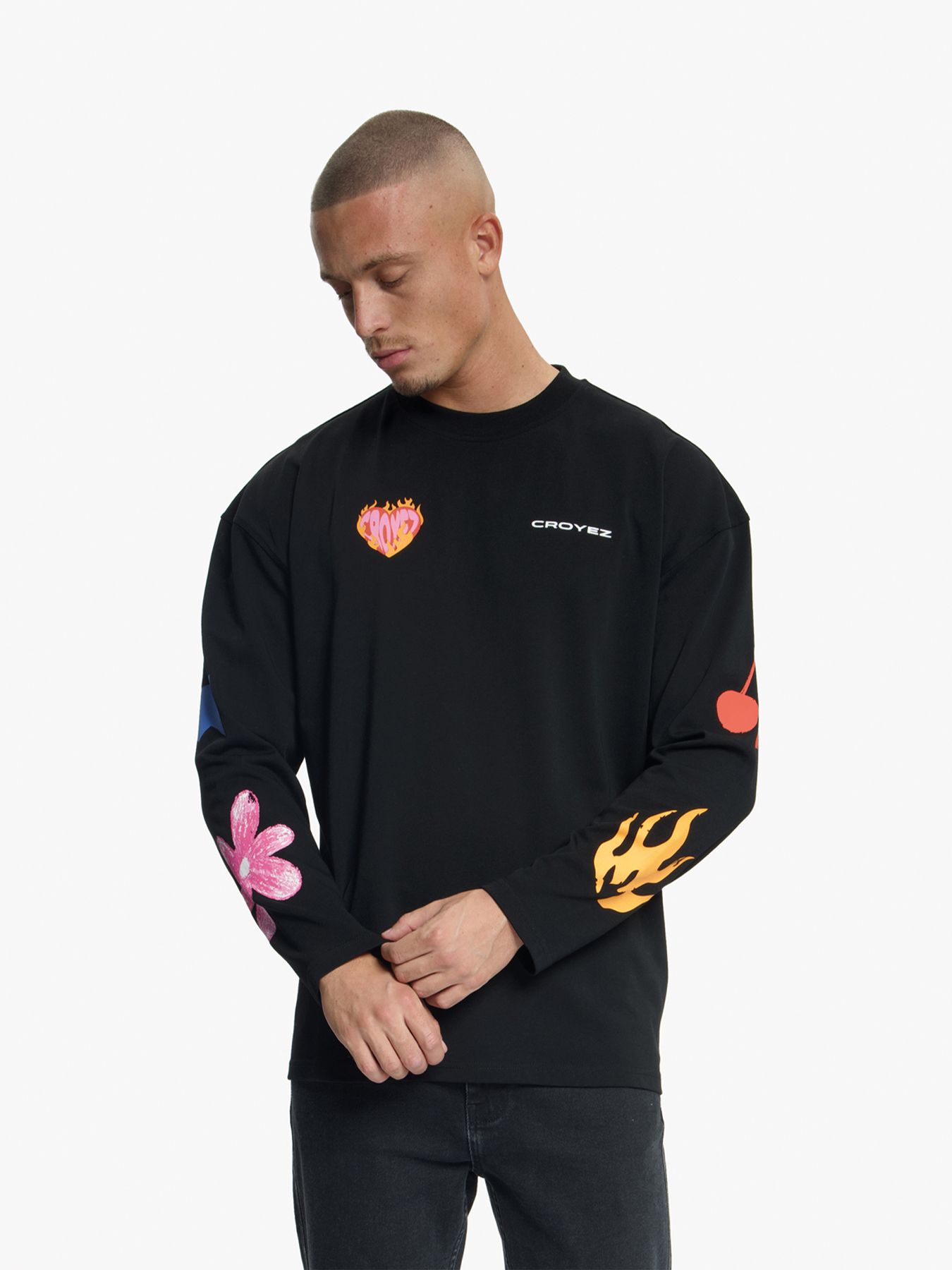 Croyez Croyez Sketched Longsleeve T-Shirt 49001 black 00120366-EKA26013600000006