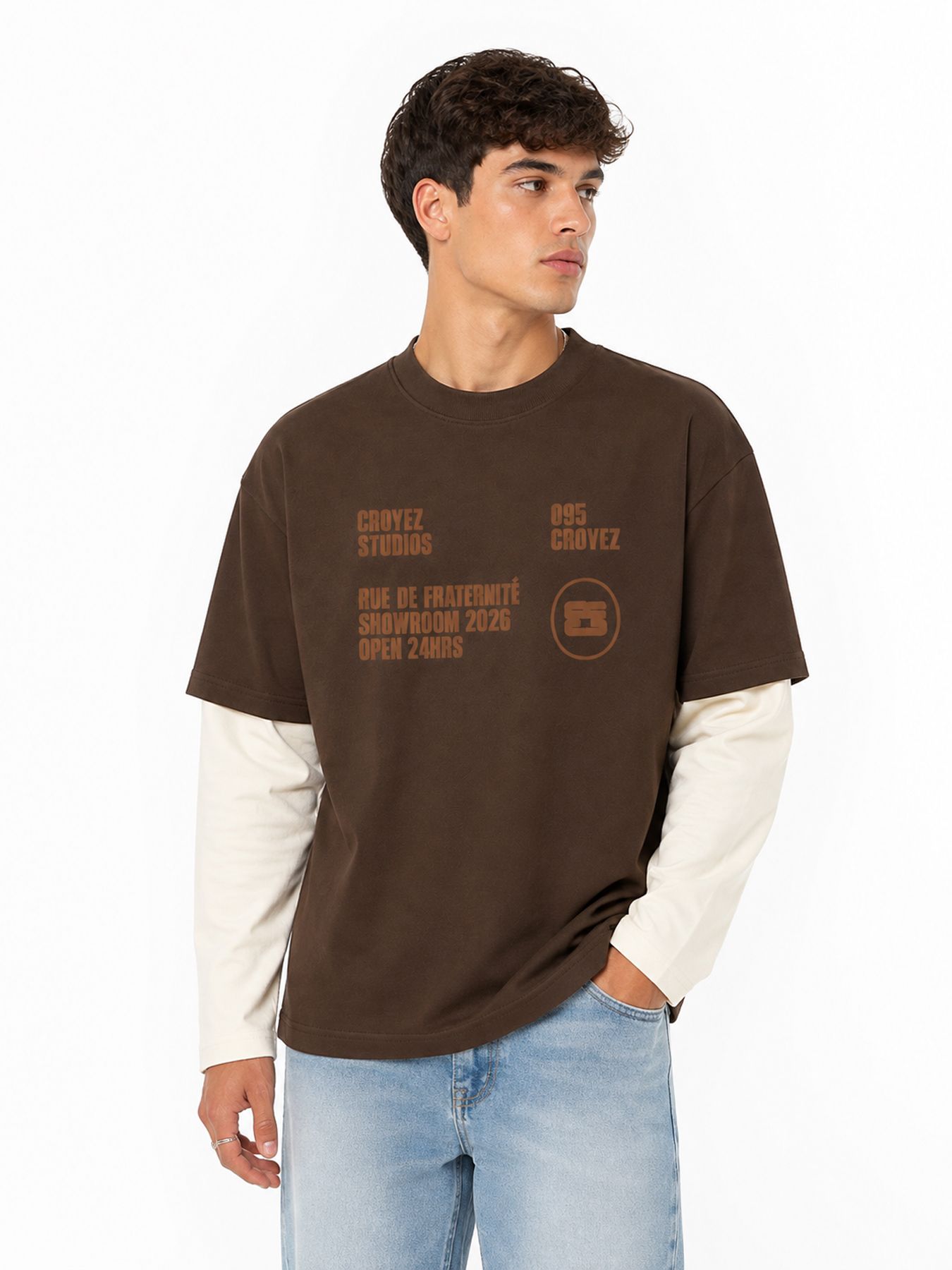 Croyez Croyez Showroom Double Sleeve T-Shirt 50001 brown 2900170142068