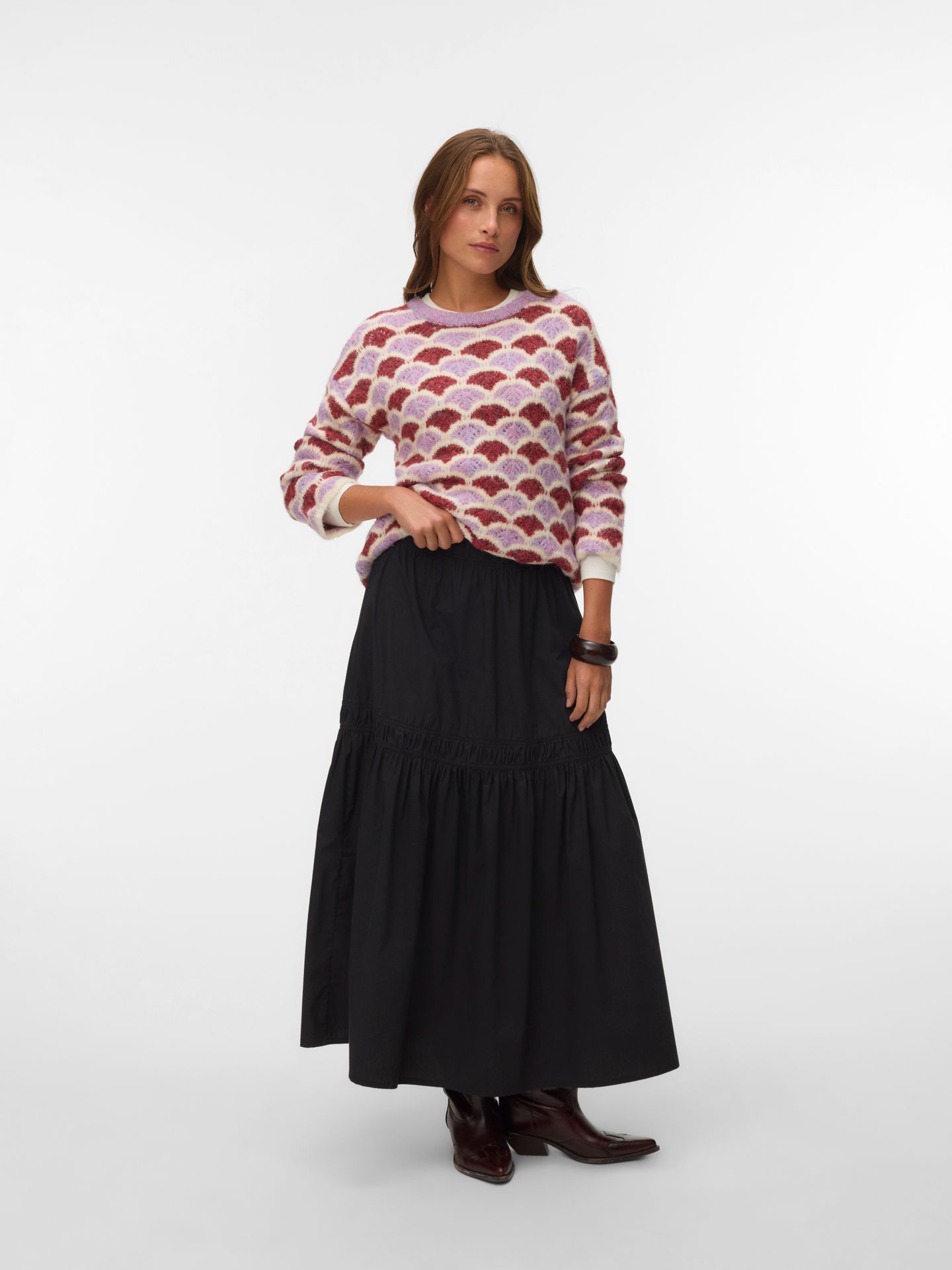 Vero Moda VMANNABELLE LS O-NECK PULLOVER BOO Elderberry/WINDSOR WINE/BIRCH 2900170187038