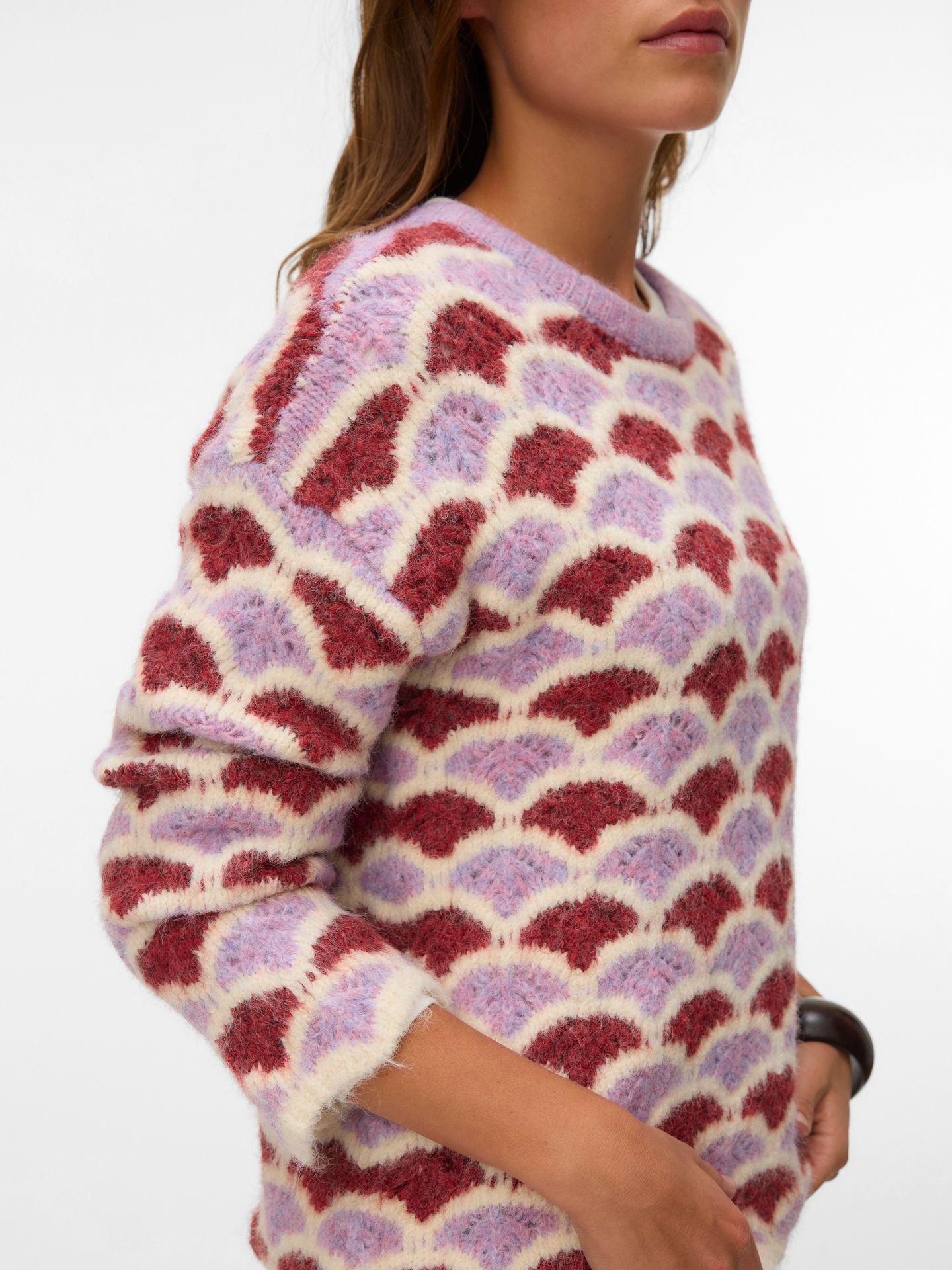Vero Moda VMANNABELLE LS O-NECK PULLOVER BOO Elderberry/WINDSOR WINE/BIRCH 2900170187038