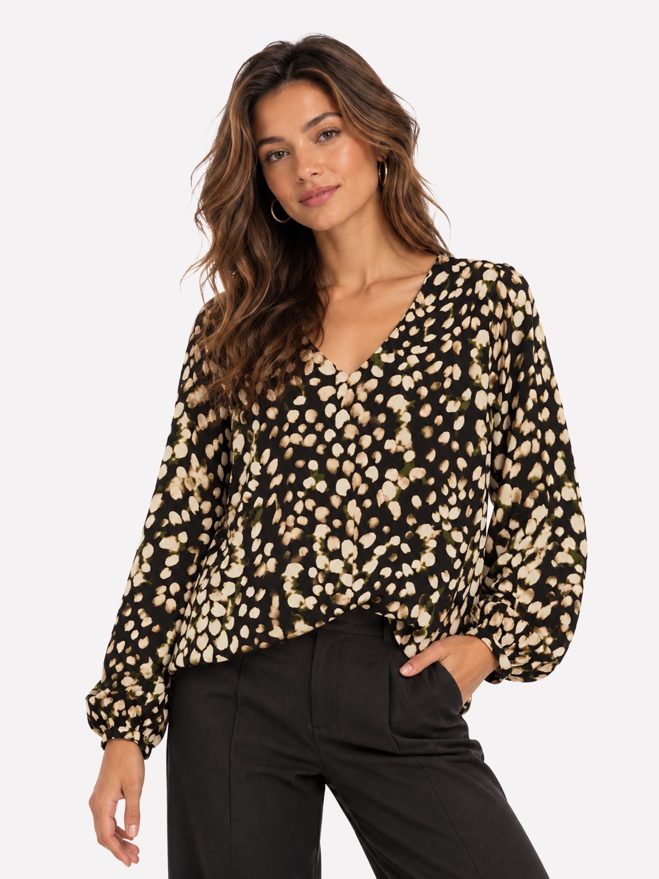 Vero Moda VMMIRIAM L/S TOP WVN BTQ Black/SNOQ WHITE EMB 00120400-EKA26011400000427