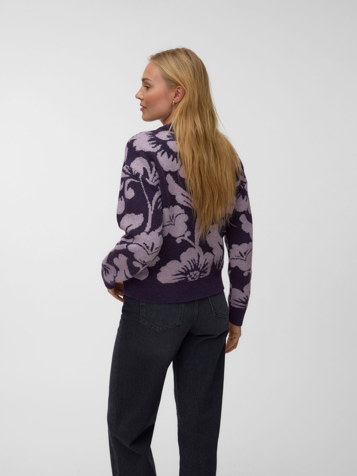 Vero Moda VMETTASHINE LS O-NECK PULLOVER BOO Sweet Grape/W. ELDERBERRY + SILVER 2900170196016