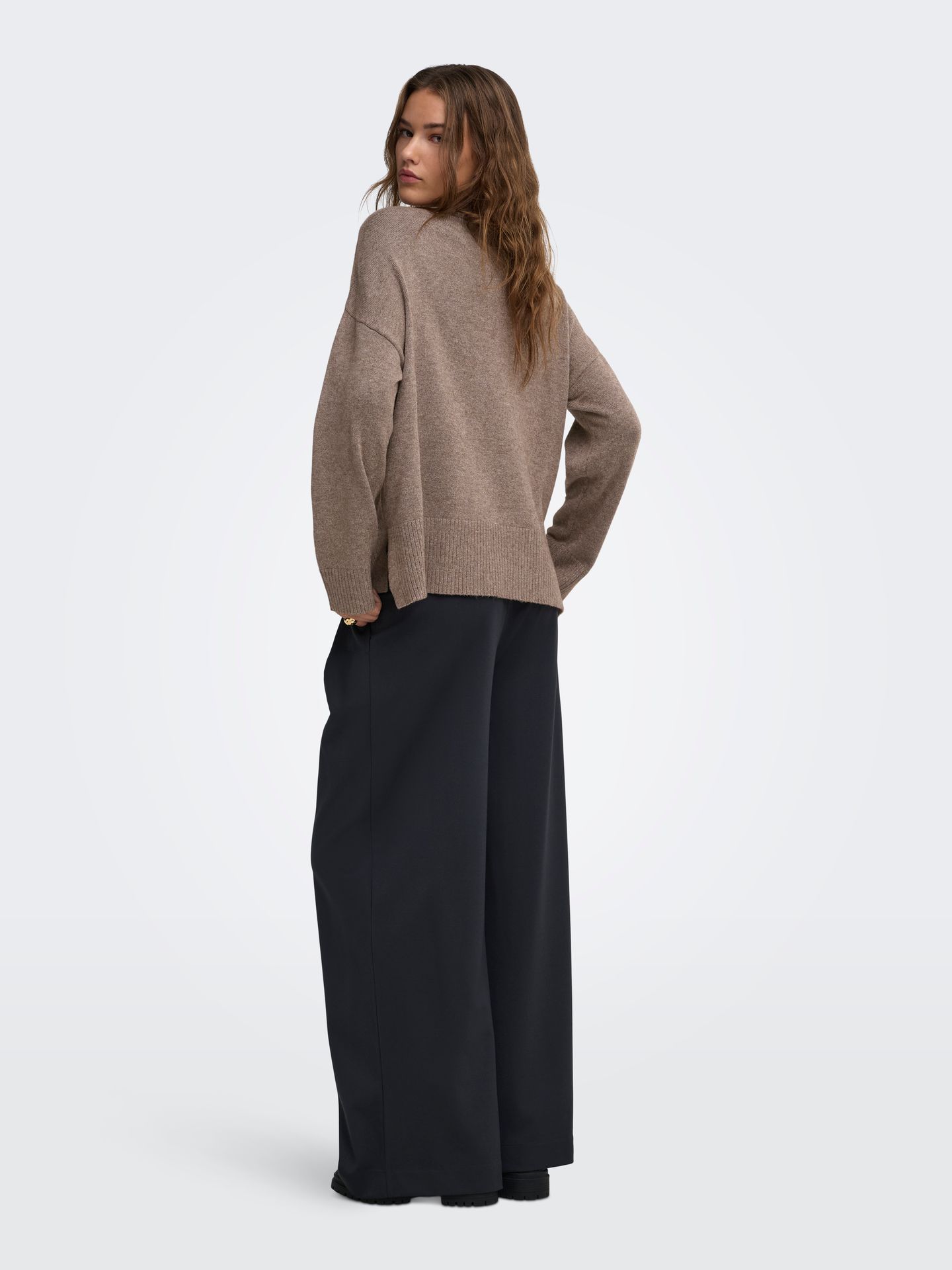 Only ONLMARY LS HIGH NECK SLIT KNT NOOS Shaved Chocolate/Melange 2900170518030