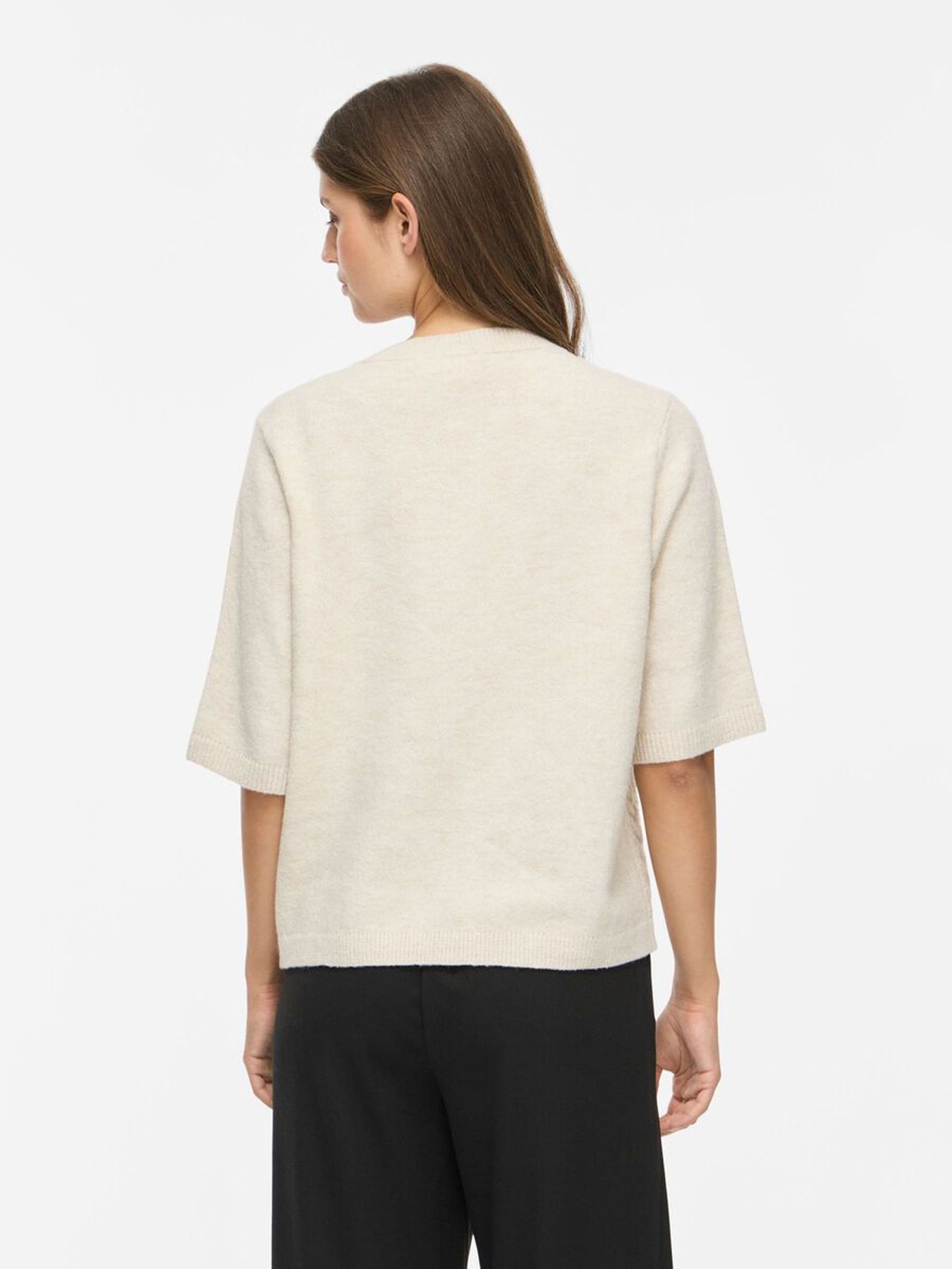 Object VILIGA 2/4 CABLE KNIT CARDIGAN Birch/Black beauty 2900170520064