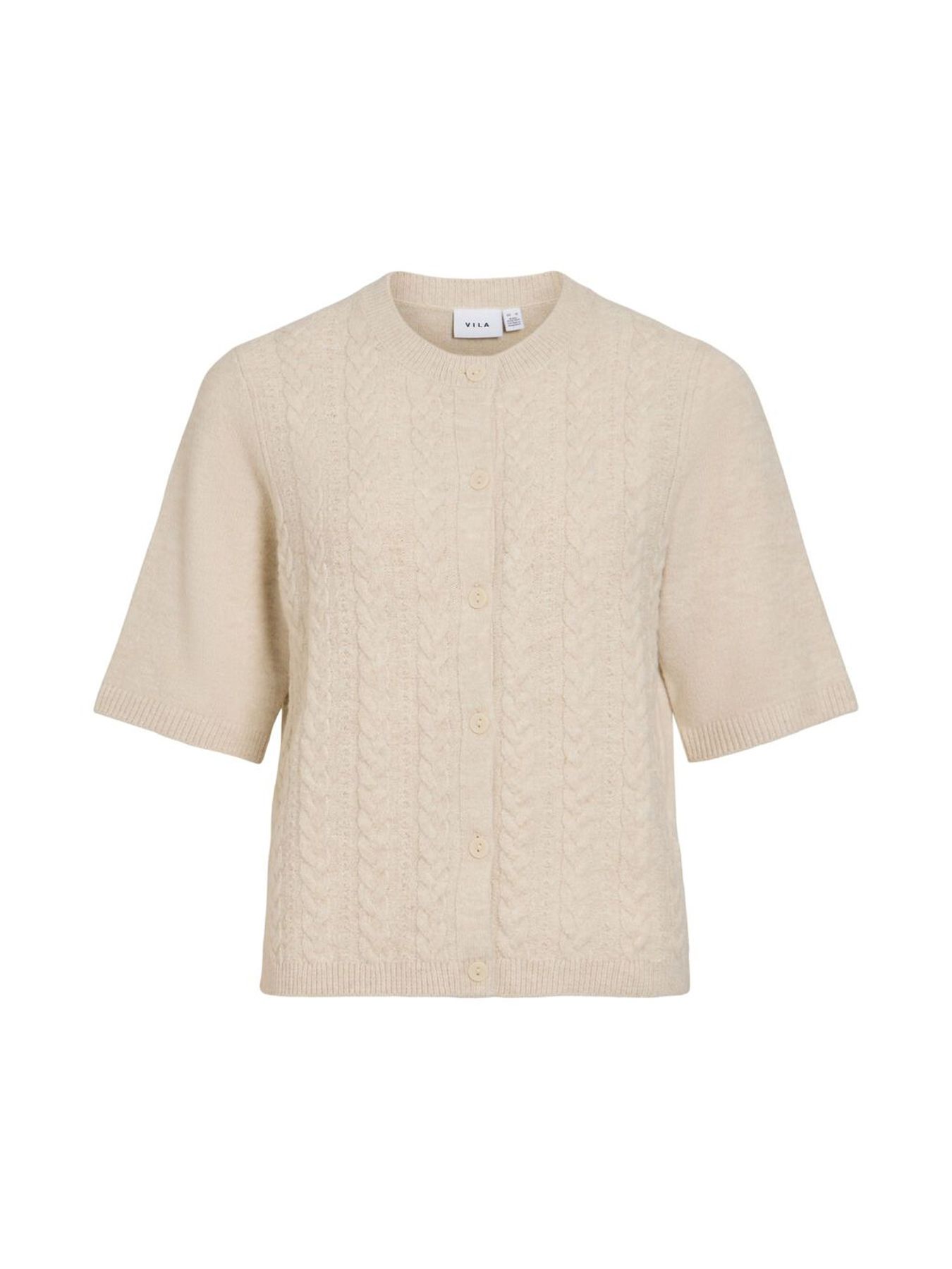 Object VILIGA 2/4 CABLE KNIT CARDIGAN Birch/Black beauty 2900170520064