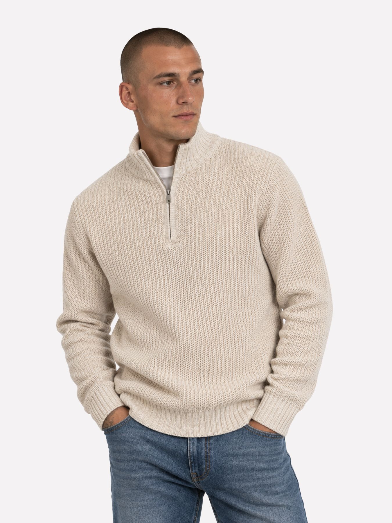 Only & Sons ONSJOIN REG LS HIGH NECK KNIT CAMP Silver Lining/EGRET 00120561-EKA26011400003784