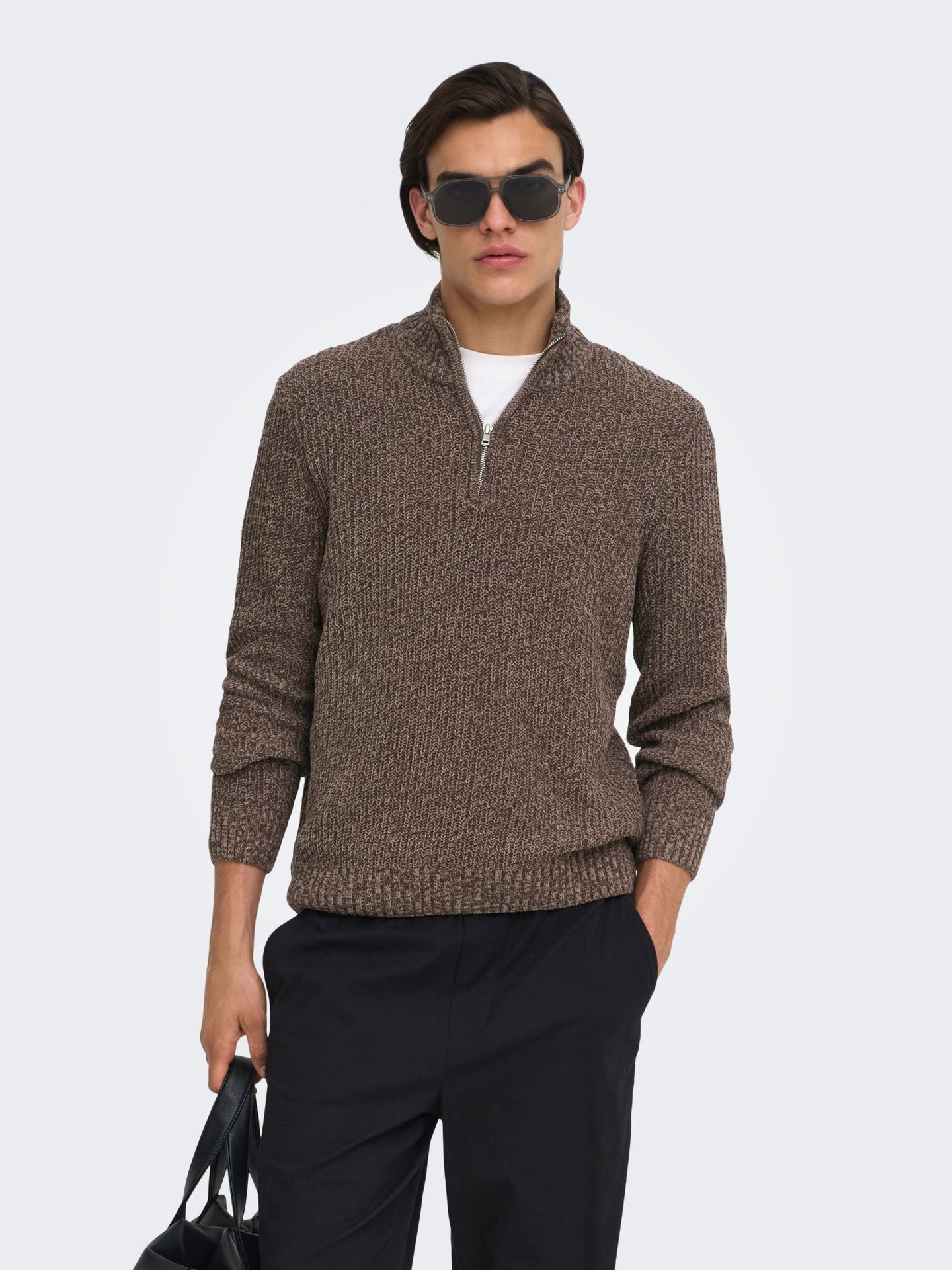 Only & Sons ONSJOIN REG LS HIGH NECK KNIT CAMP Falcon/DEMITASSE 2900170533040