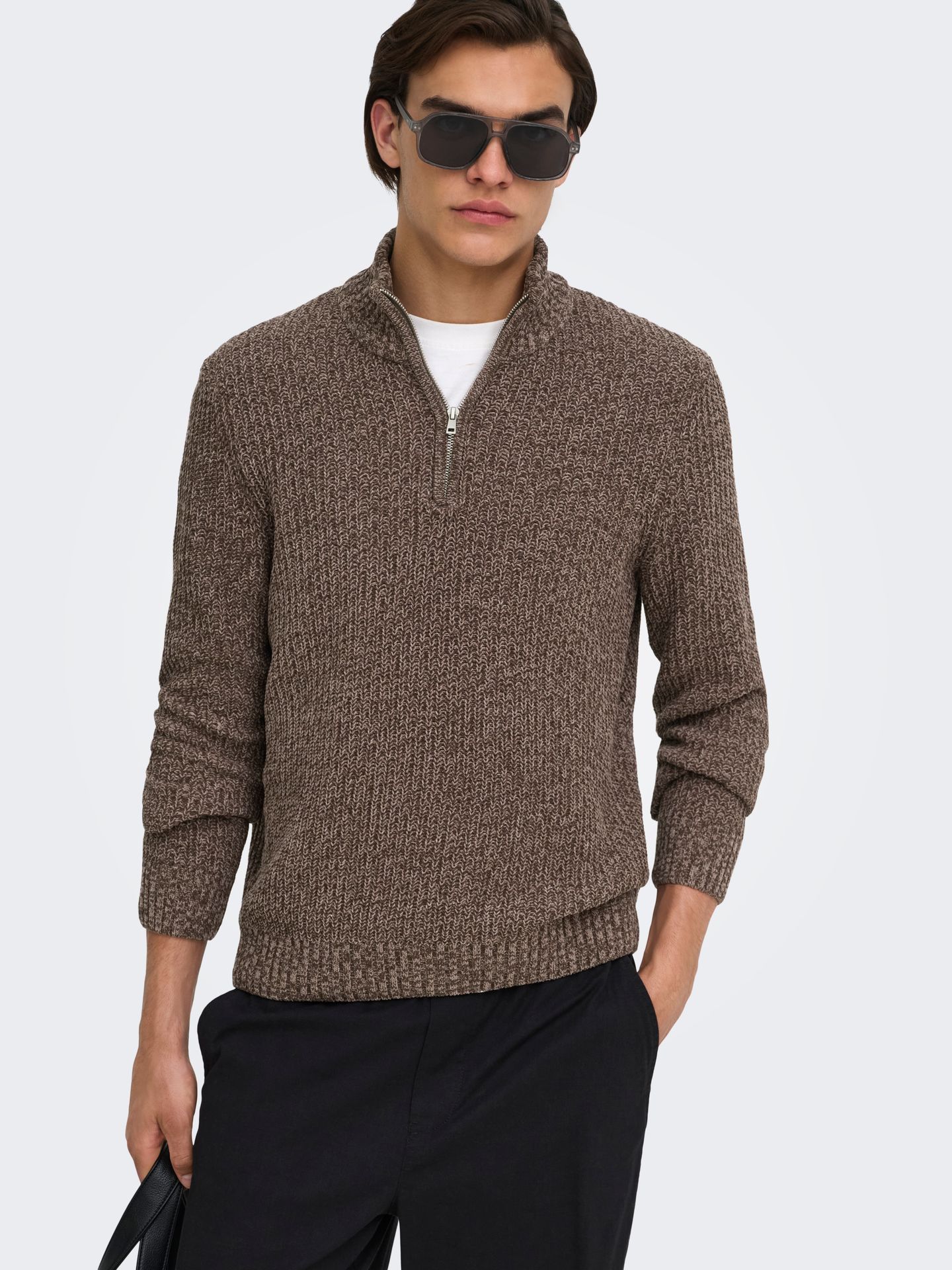Only & Sons ONSJOIN REG LS HIGH NECK KNIT CAMP Falcon/DEMITASSE 2900170533040