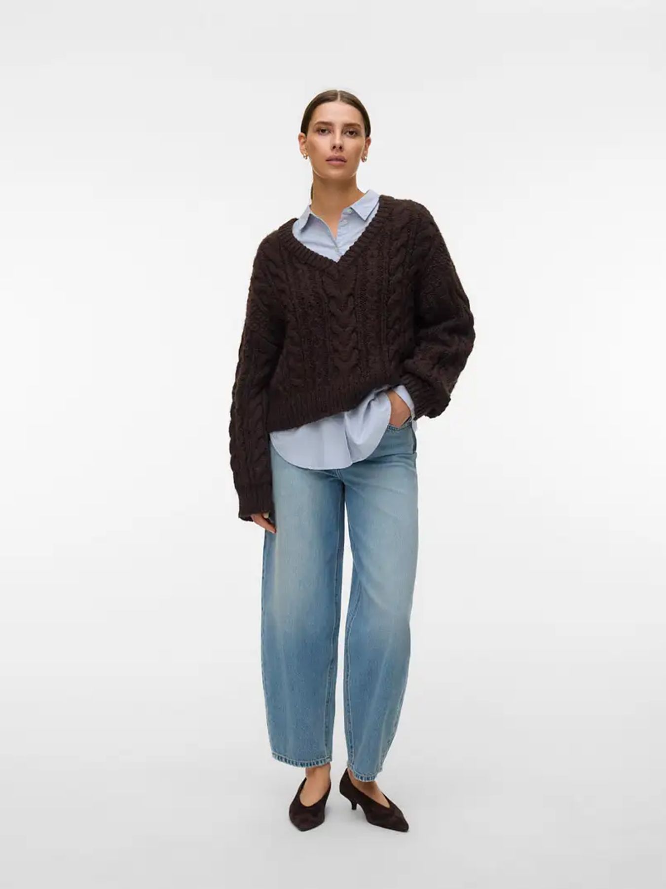 Vero Moda VMBILLIE HR BARREL ANK JEANS LI3151 Light Blue Denim/DAISY 2900170537055