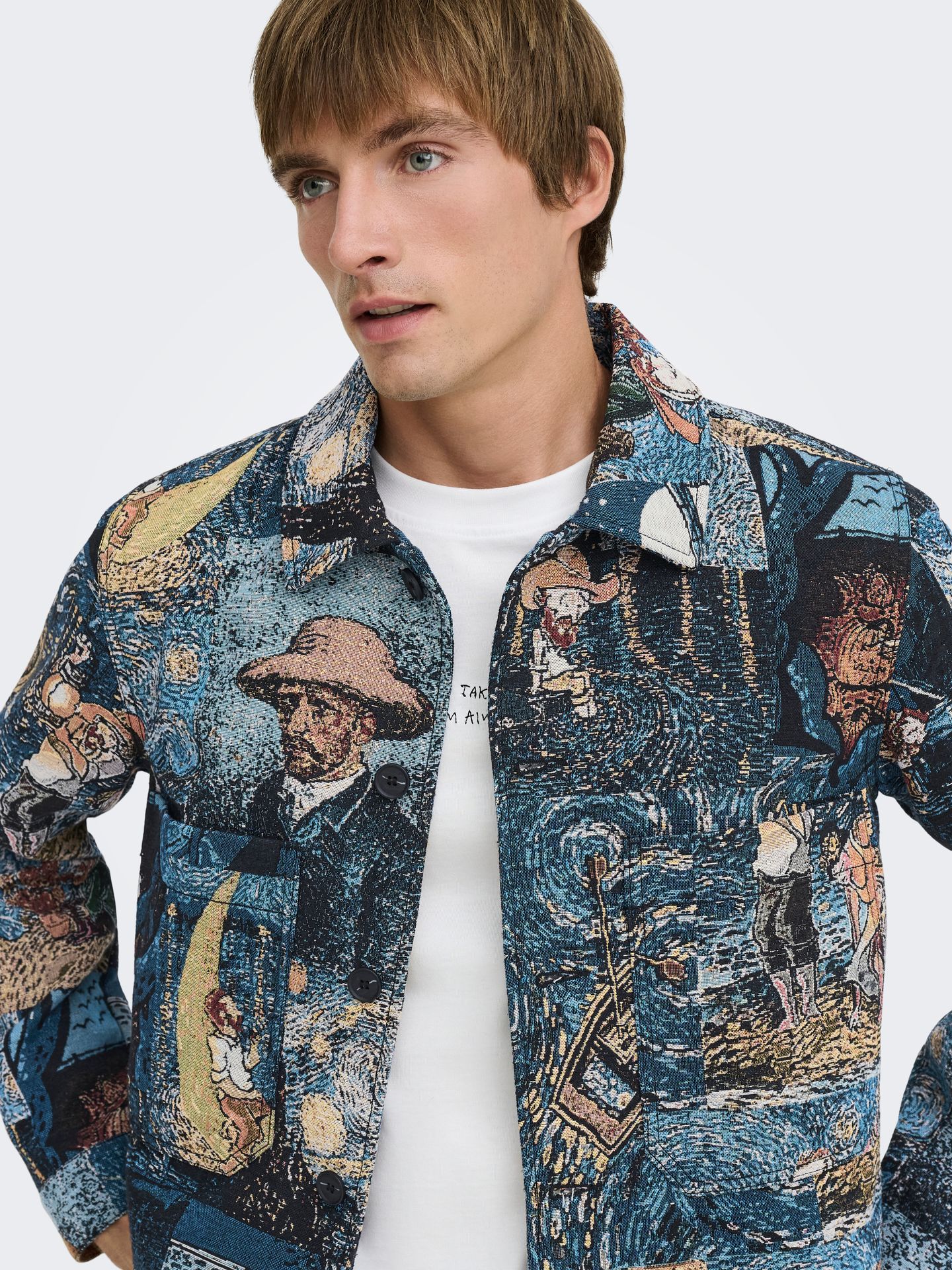 Only & Sons ONSCASSEL JAQ 8535 YFM DNM JACKET Medium Blue Denim/JACQUARD FARMER 2900170562033