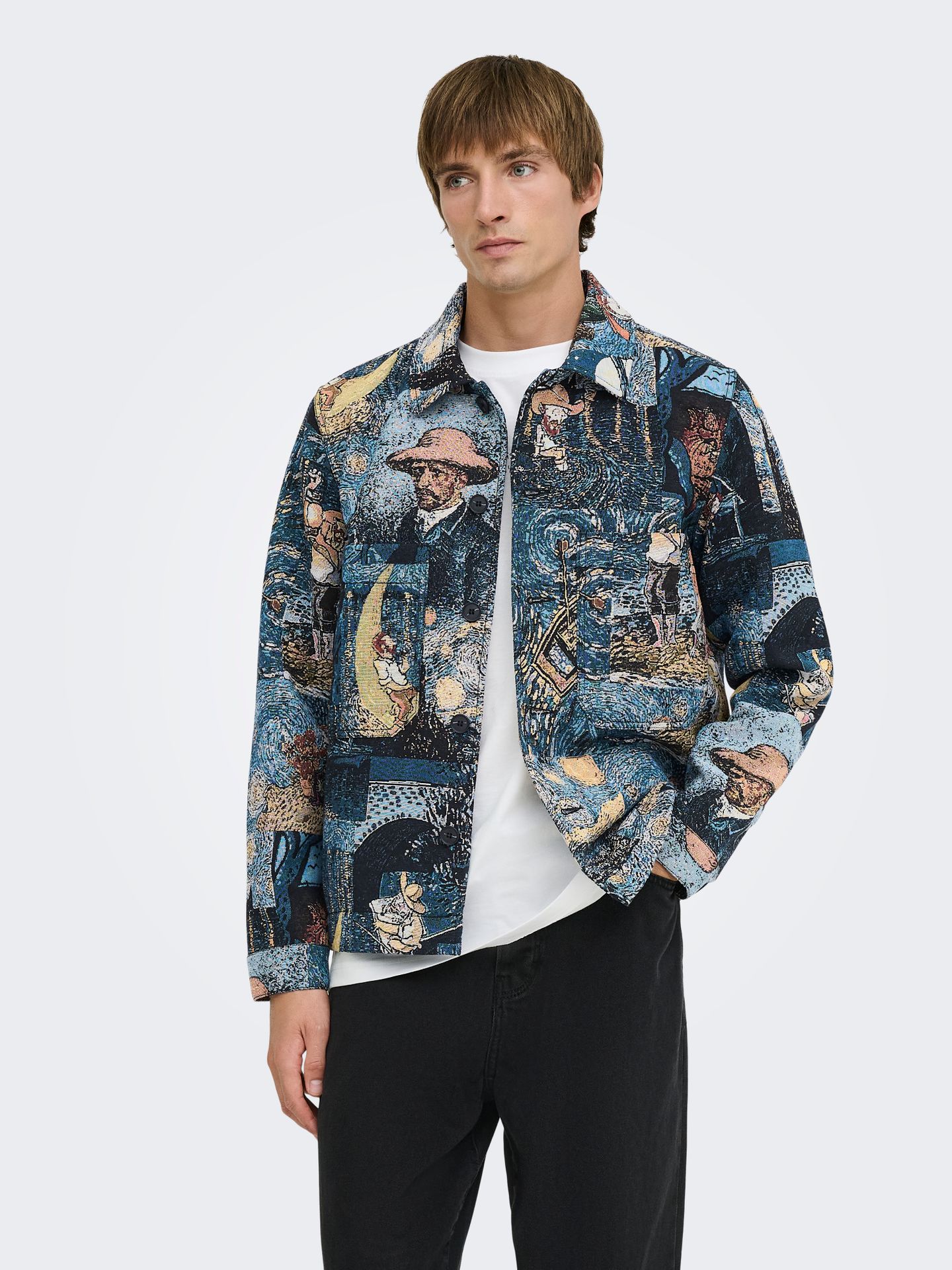 Only & Sons ONSCASSEL JAQ 8535 YFM DNM JACKET Medium Blue Denim/JACQUARD FARMER 00120584-EKA26011400003787