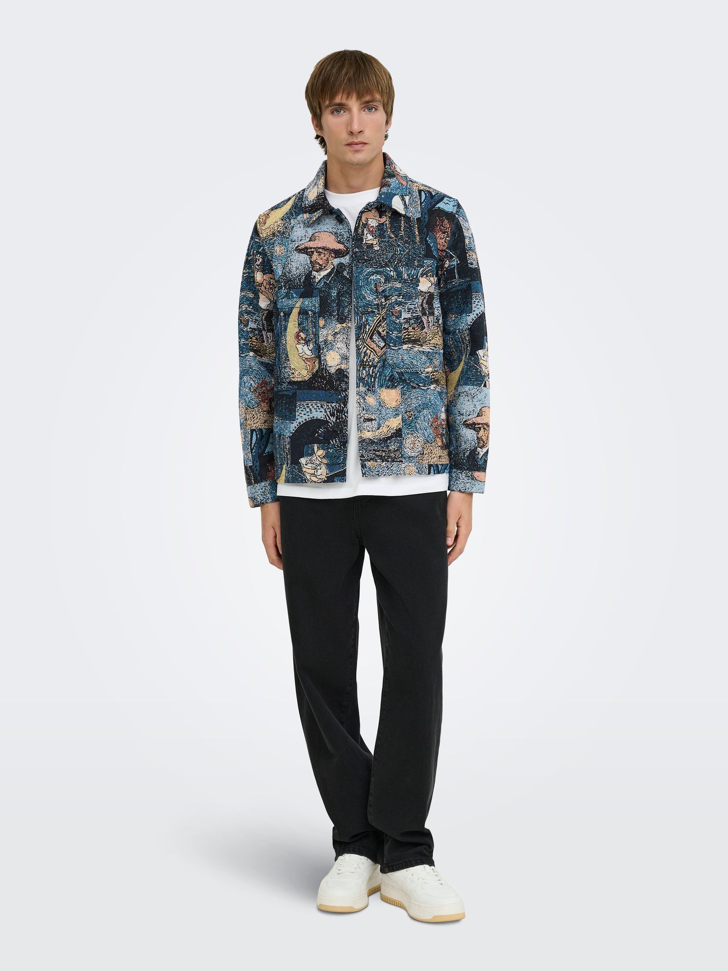 Only & Sons ONSCASSEL JAQ 8535 YFM DNM JACKET Medium Blue Denim/JACQUARD FARMER 2900170562033