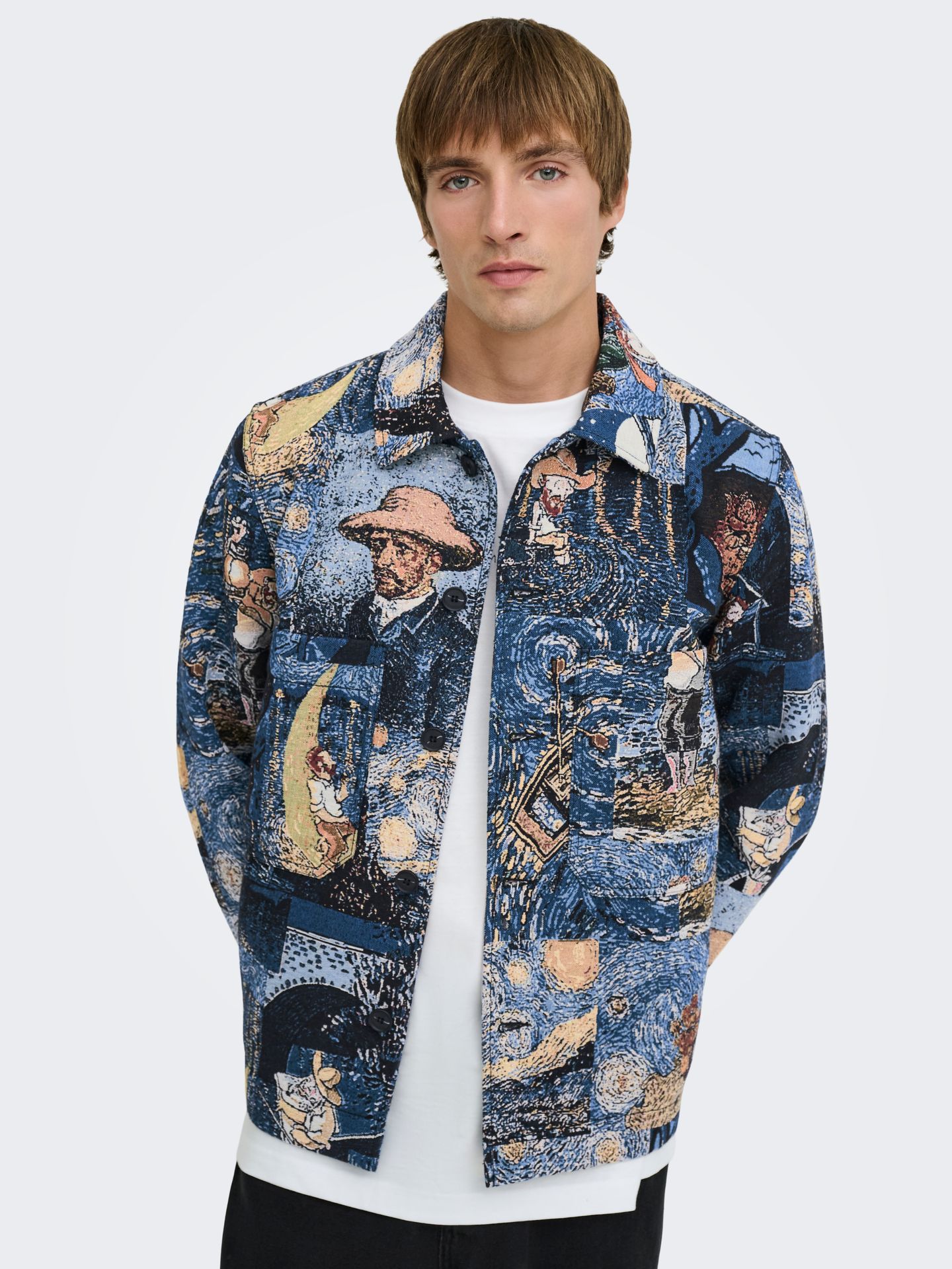 Only & Sons ONSCASSEL JAQ 8535 YFM DNM JACKET Medium Blue Denim/JACQUARD FARMER 2900170562033