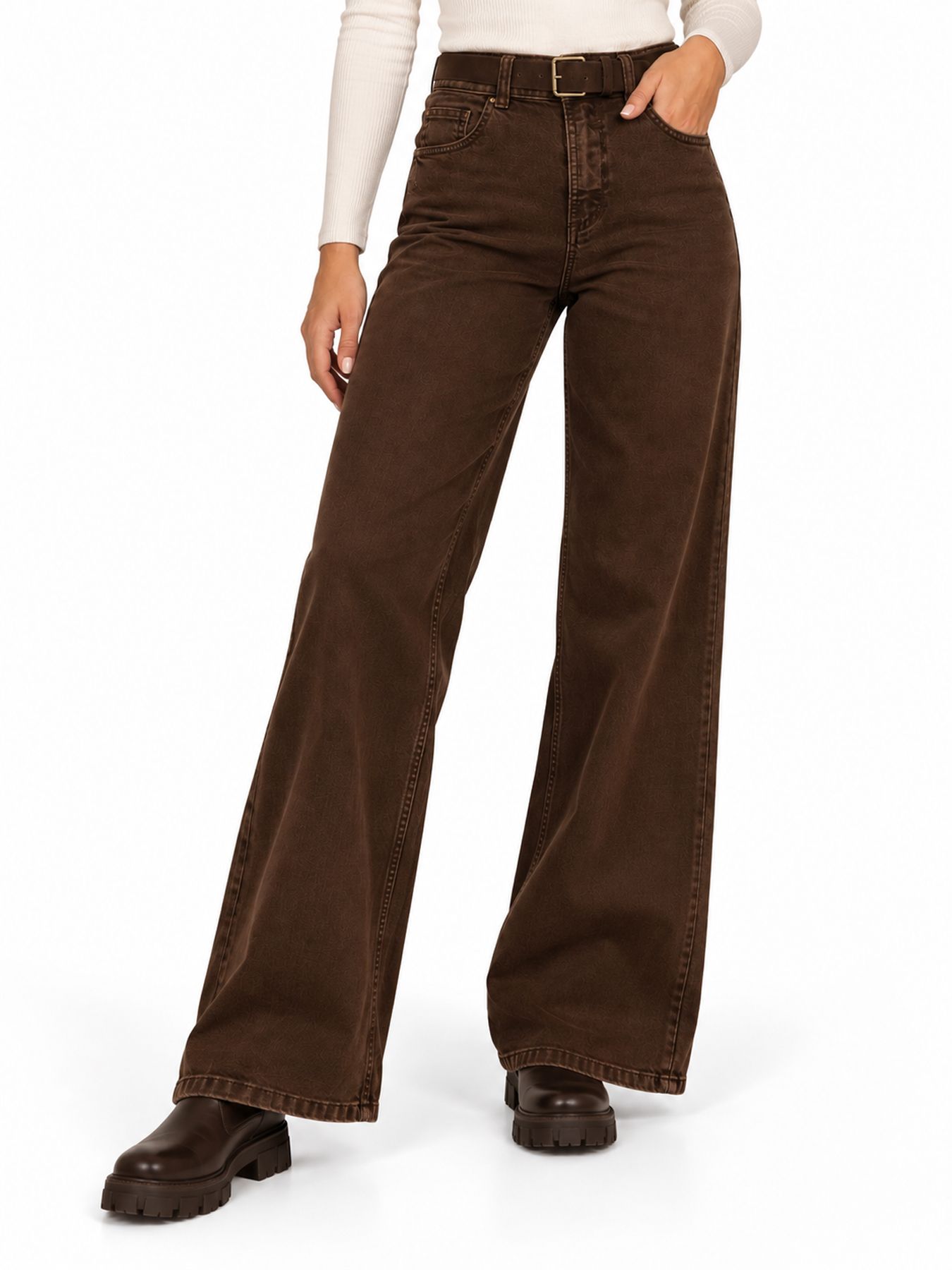 Red Button Colette & belt washed twill color L31 coffee797 00120715-EKA26007300000121
