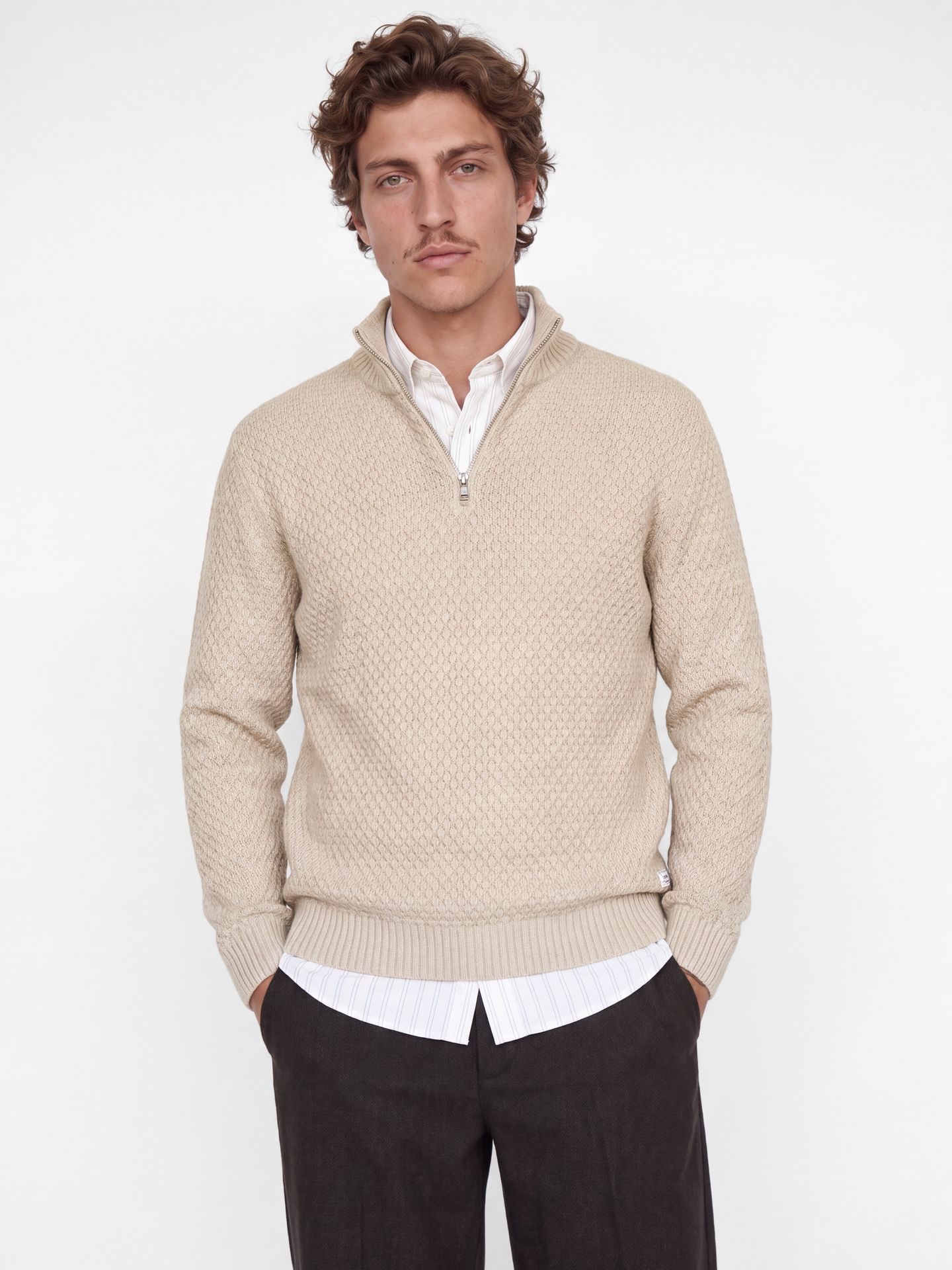 Jack & Jones JJBLAKE KNIT HALF ZIP Moonbeam 00120858-EKA26011400000733