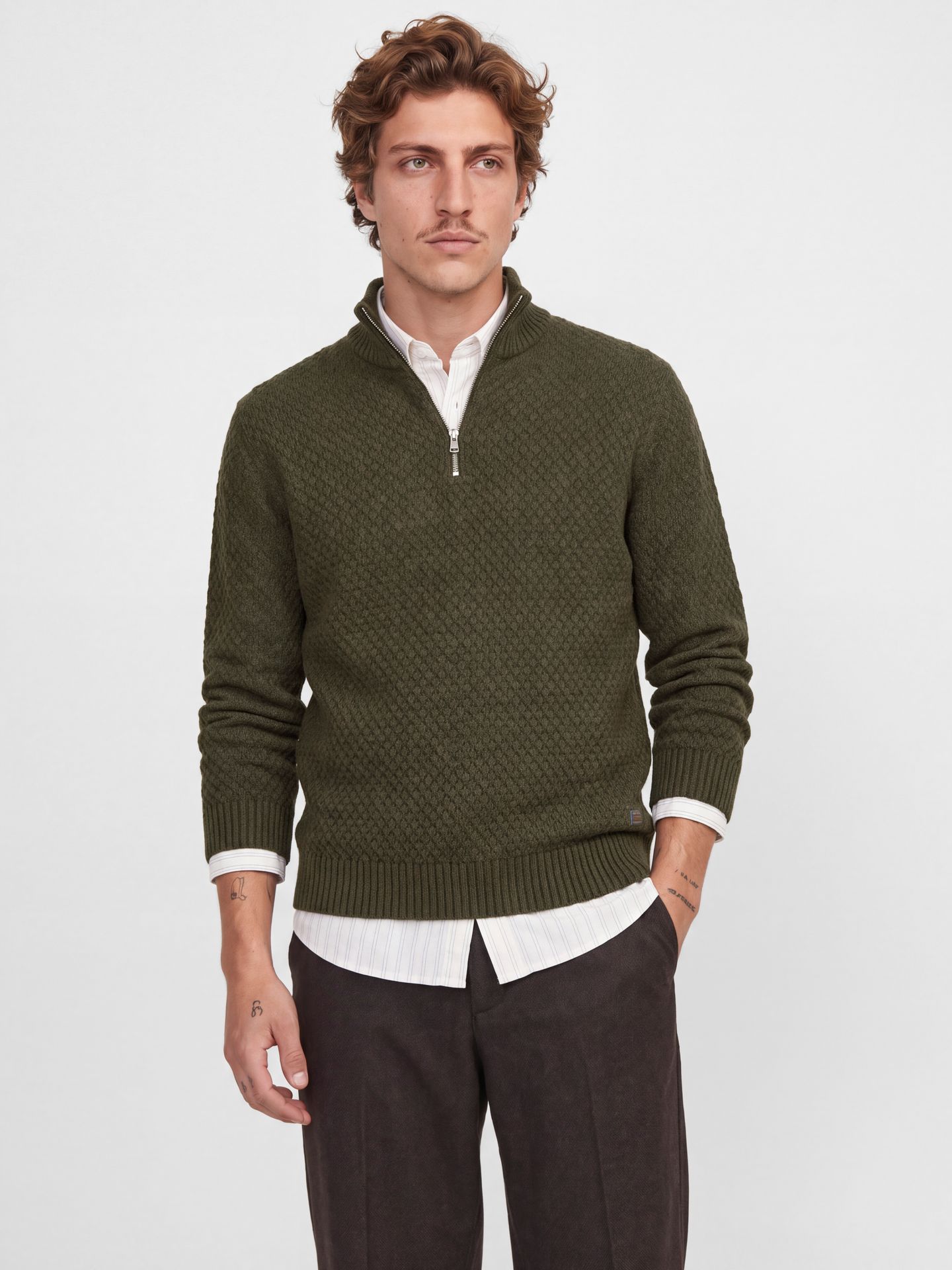 Jack & Jones JJBLAKE KNIT HALF ZIP Rosin 00120858-EKA26011400000923