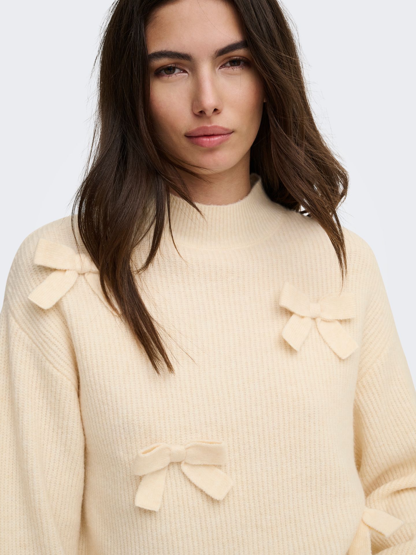 Only ONLLISA LS BOW PULLOVER KNT NOOS Ecru 2900171064031
