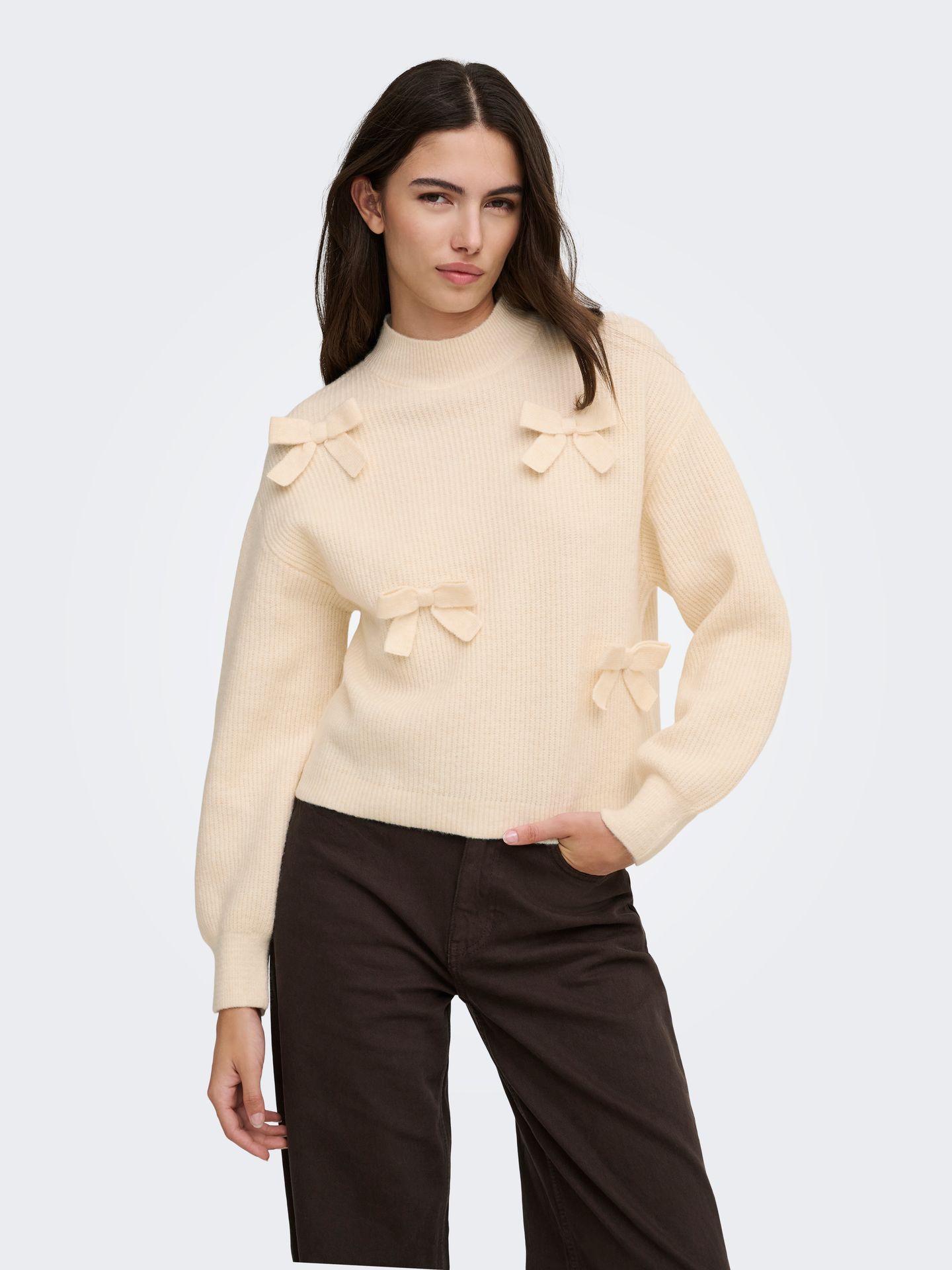 Only ONLLISA LS BOW PULLOVER KNT NOOS Ecru 2900171064031