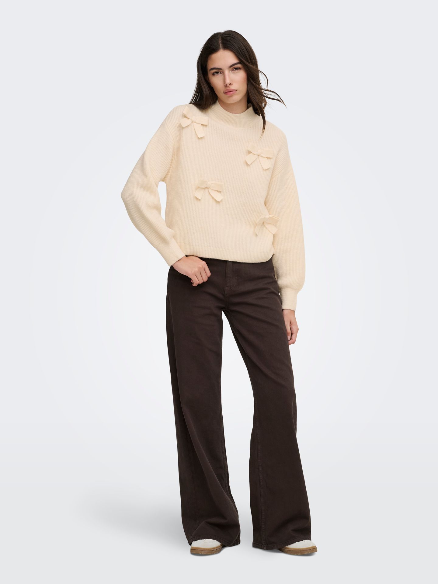 Only ONLLISA LS BOW PULLOVER KNT NOOS Ecru 2900171064031
