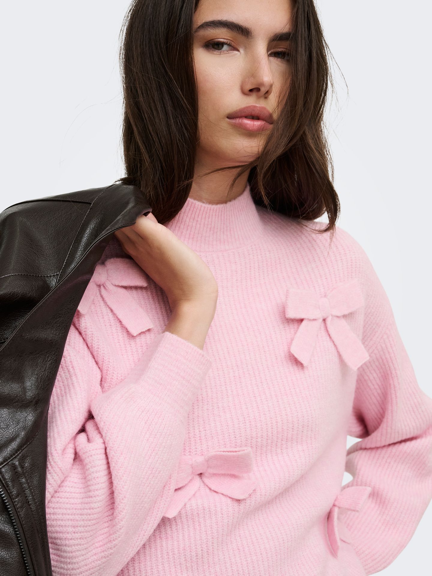 Only ONLLISA LS BOW PULLOVER KNT NOOS Pink Lady 2900171055046