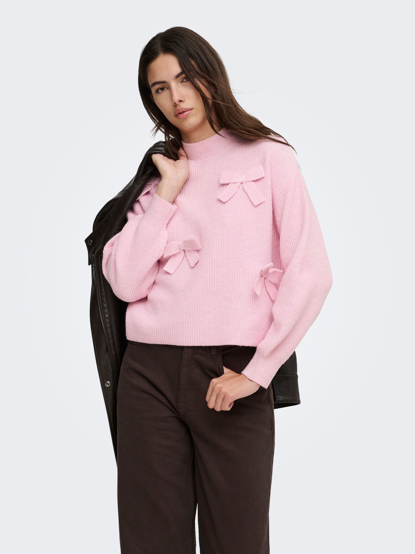 Only ONLLISA LS BOW PULLOVER KNT NOOS Pink Lady 2900171055046