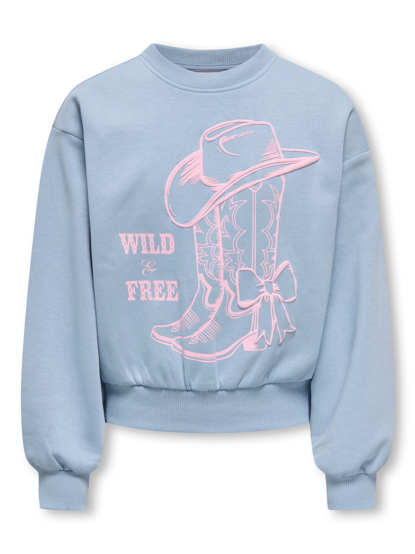Only KOGFLORINE LS O-NECK PRINTED SWT Dusty Blue/WHITE + FRENCH OAK + VIN 00120863-EKA26011400000531