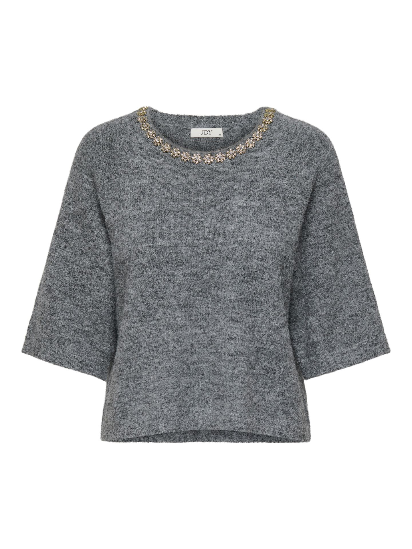 Only JDYALVA 3/4 EMBELLISH PULL KNT NOOS Dark Grey Melange/Gun metallic 00120865-EKA26011400002485