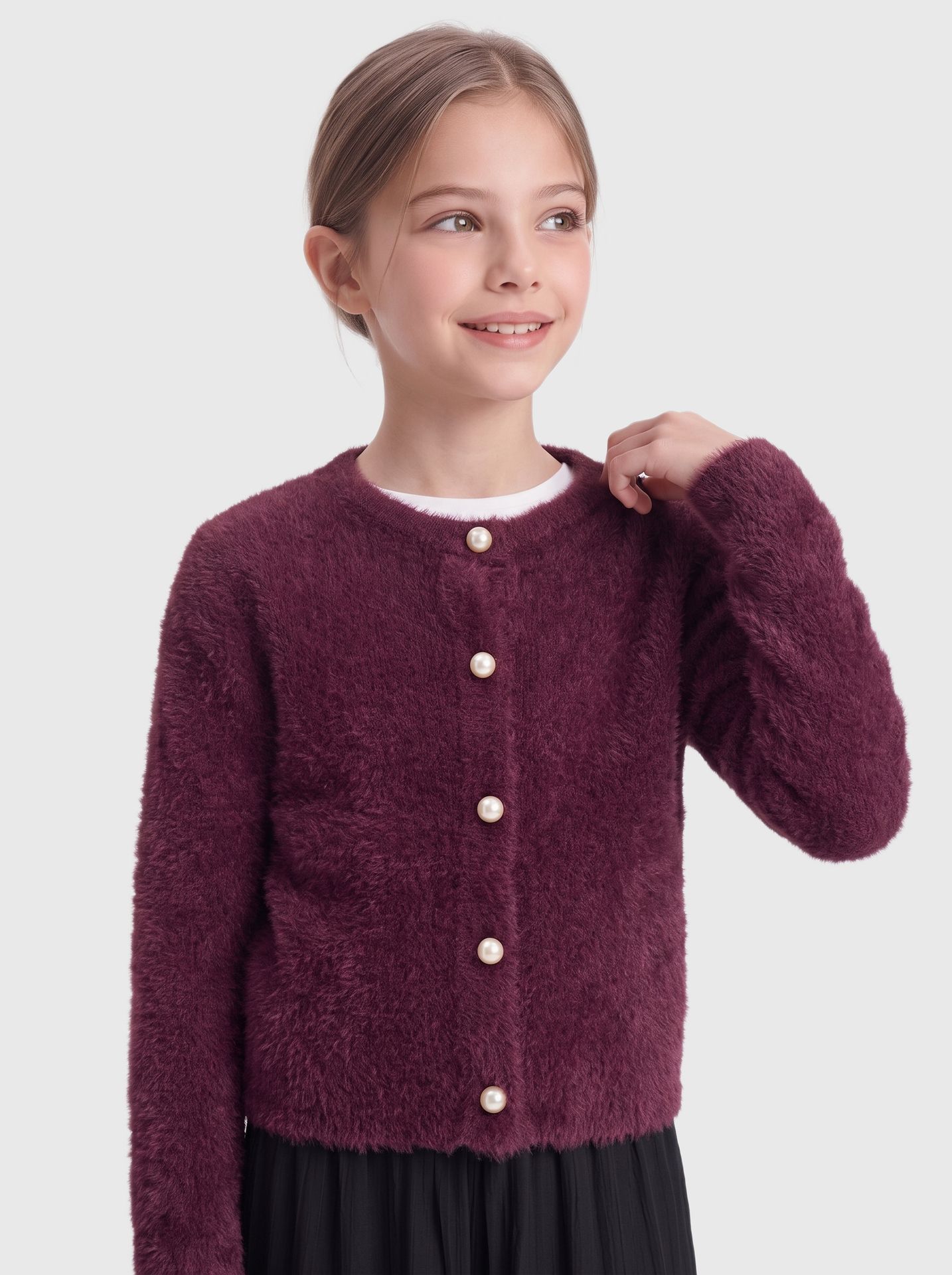 Only KOGPIUMO PETRA PEARL O-NECK CAR KNT Mauve Wine 00120867-EKA26011400002978