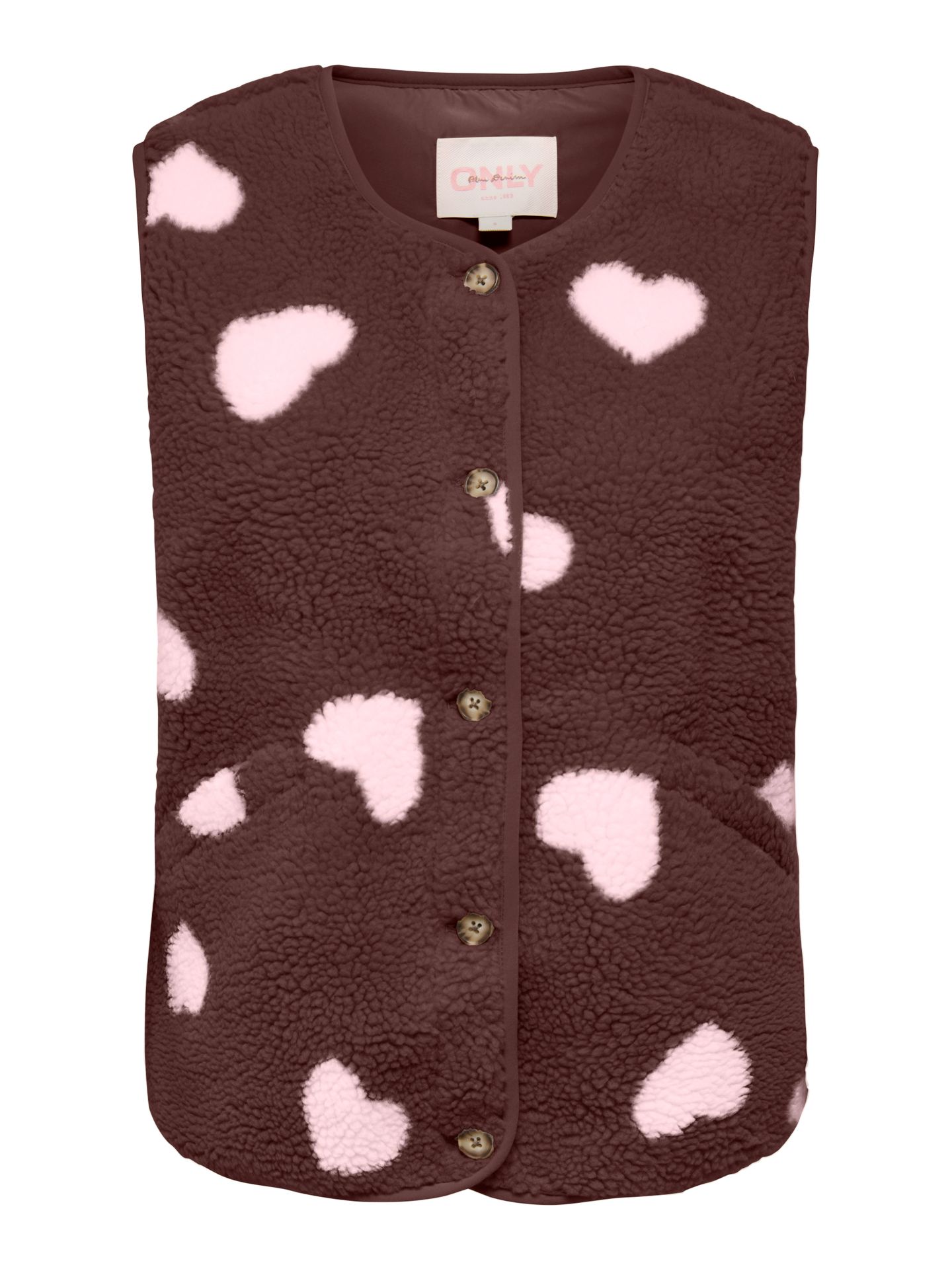 Only ONLBABY TEDDY VEST PNT Deep Mahogany/PALE LILAC HEARTS 00120870-EKA26011400003792