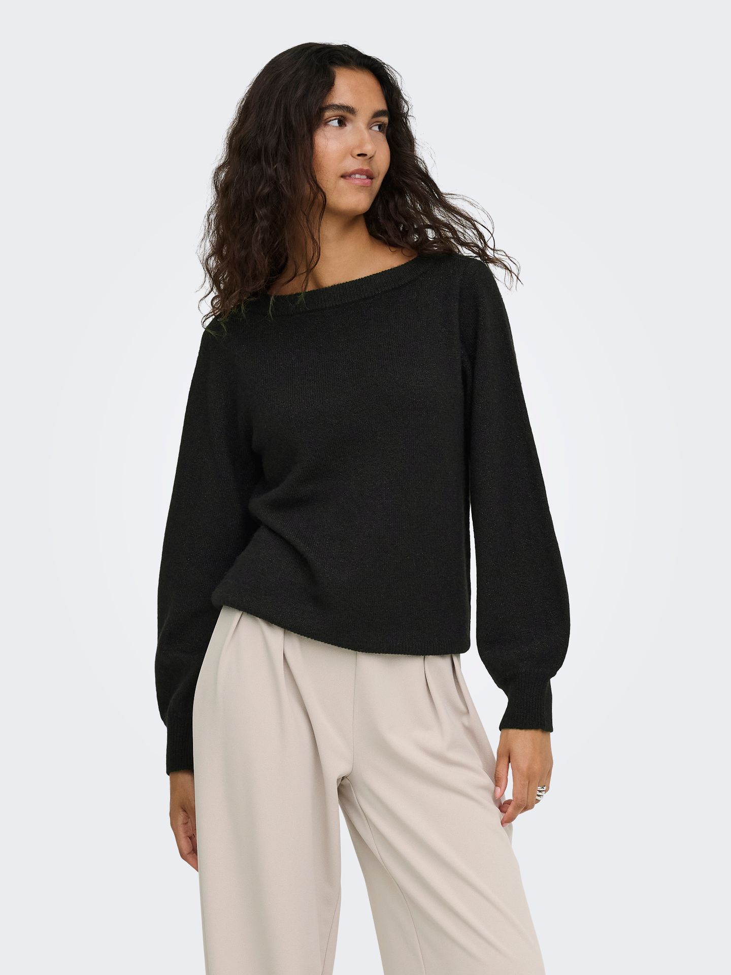 Only JDYRUE GLITTER L/S BOAT PULLOVE KNT Black/CLARA LEO 2900171079059