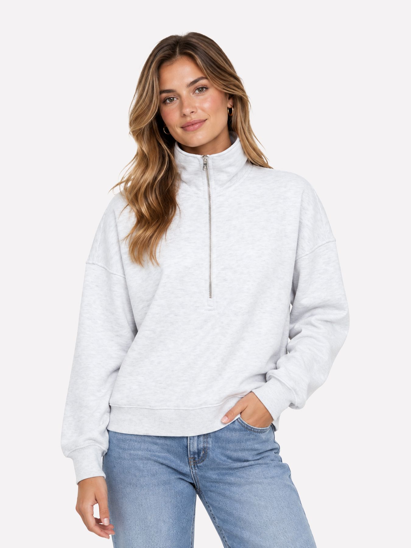 Only ONLLESURE L/S HALF ZIP RS SWT Light Grey Melange 2900171082028