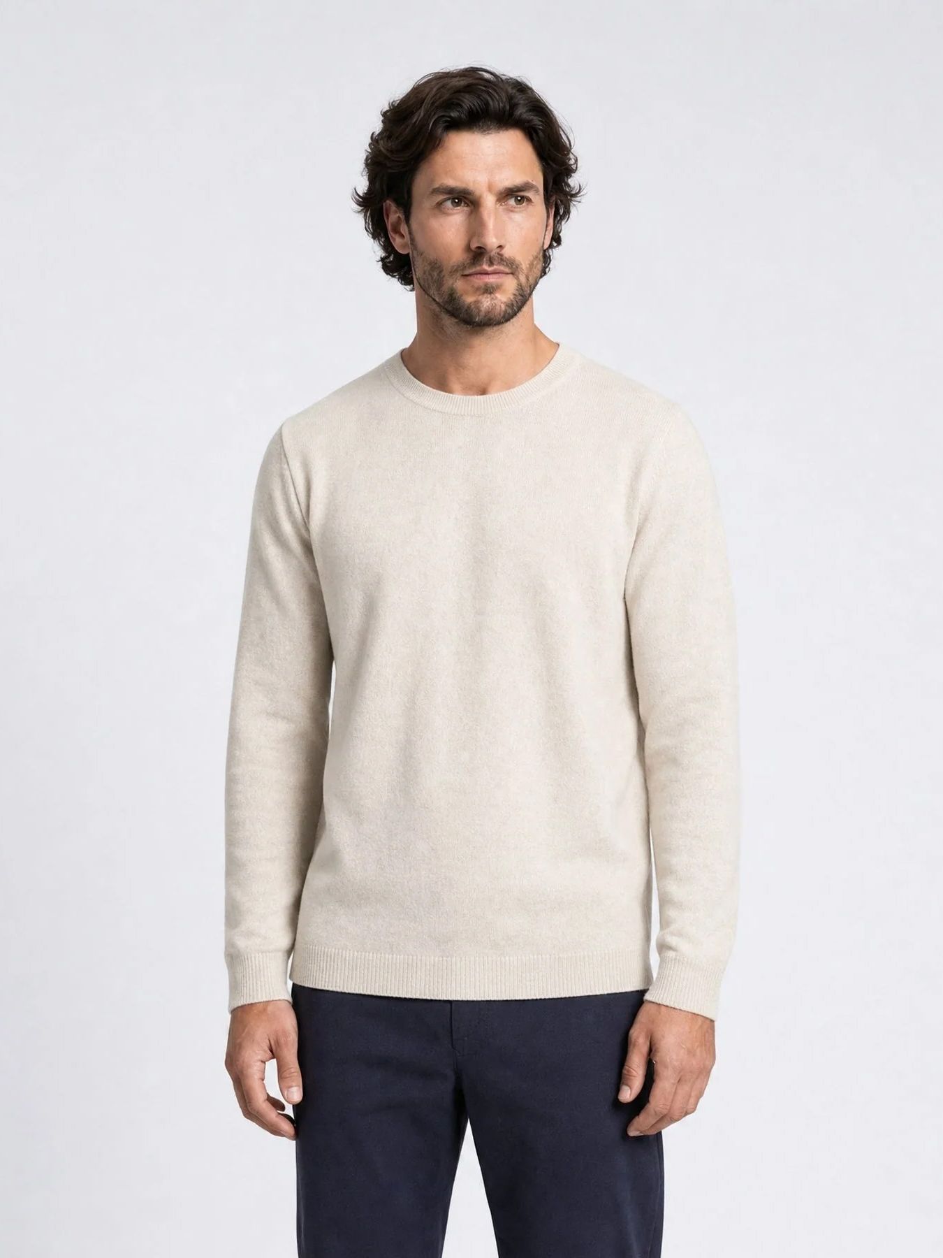 Indigold Men Knitwear Round Neck Basic 7161 Light sand 00120874-EKA26002700000200