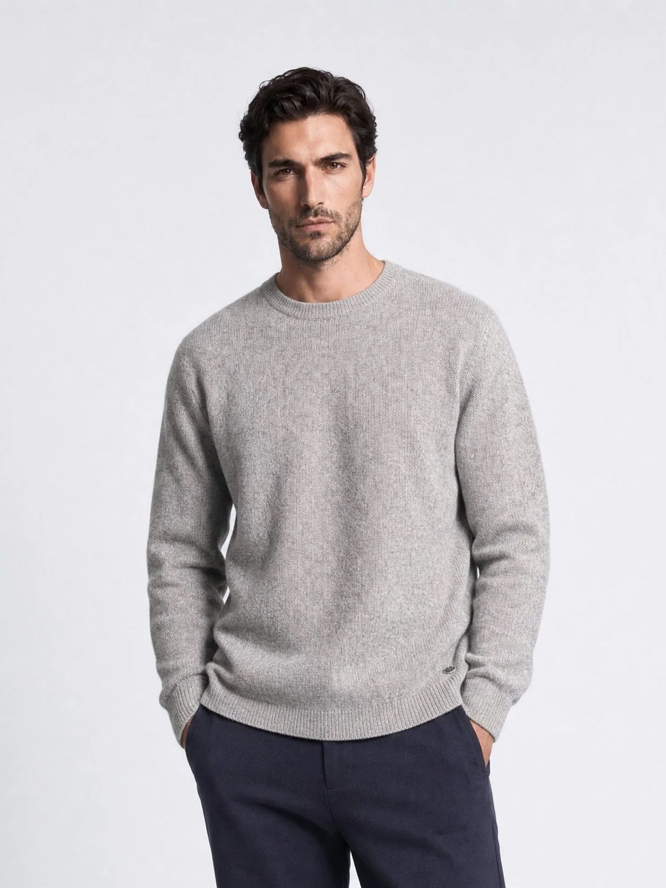 Indigold Men Knitwear Round Neck Basic 9119 Frost Grey 00120874-EKA26002700000203