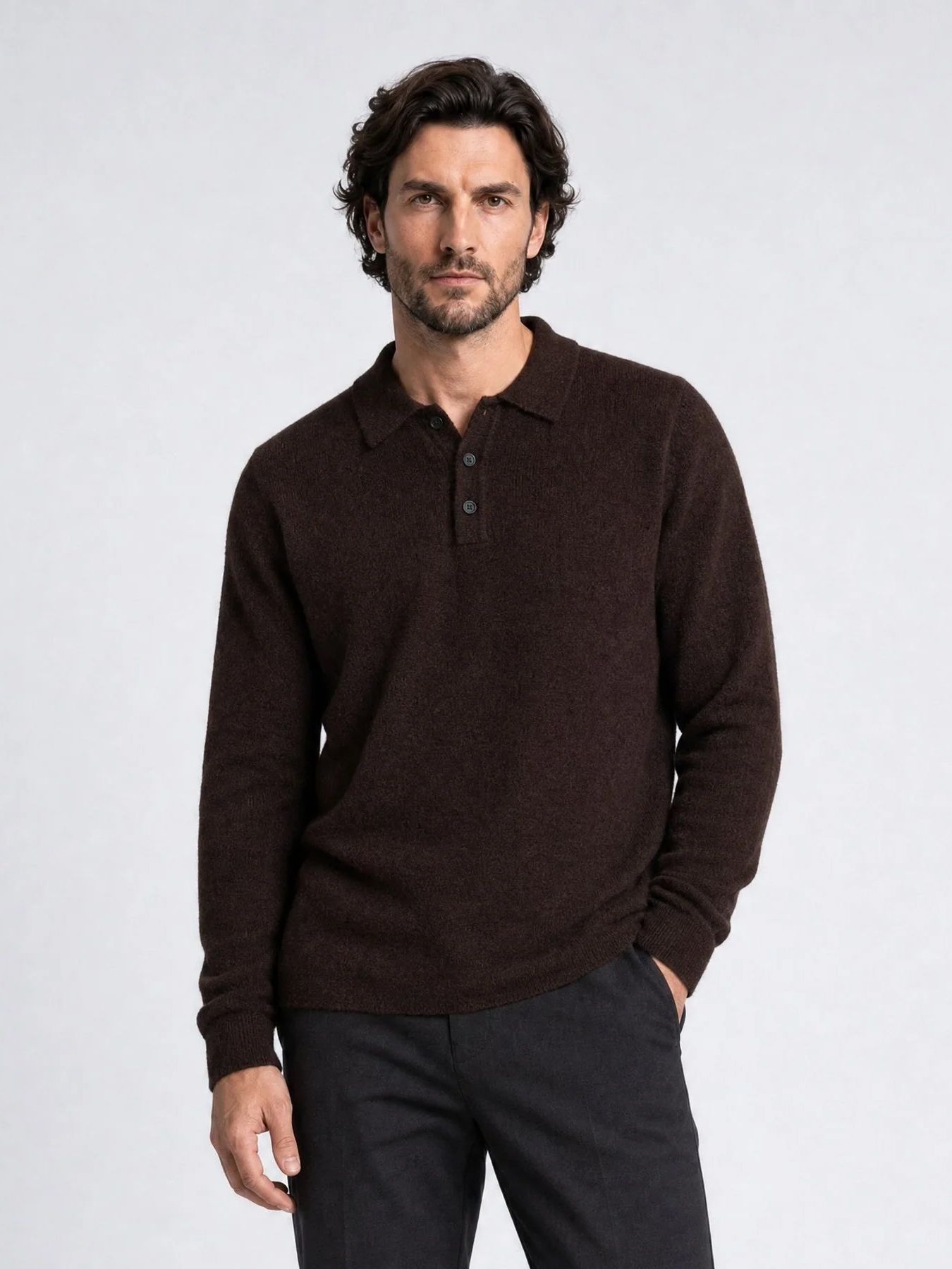 Indigold Men Knitwear Polo 7139 Mocha 00120877-EKA26002700000204