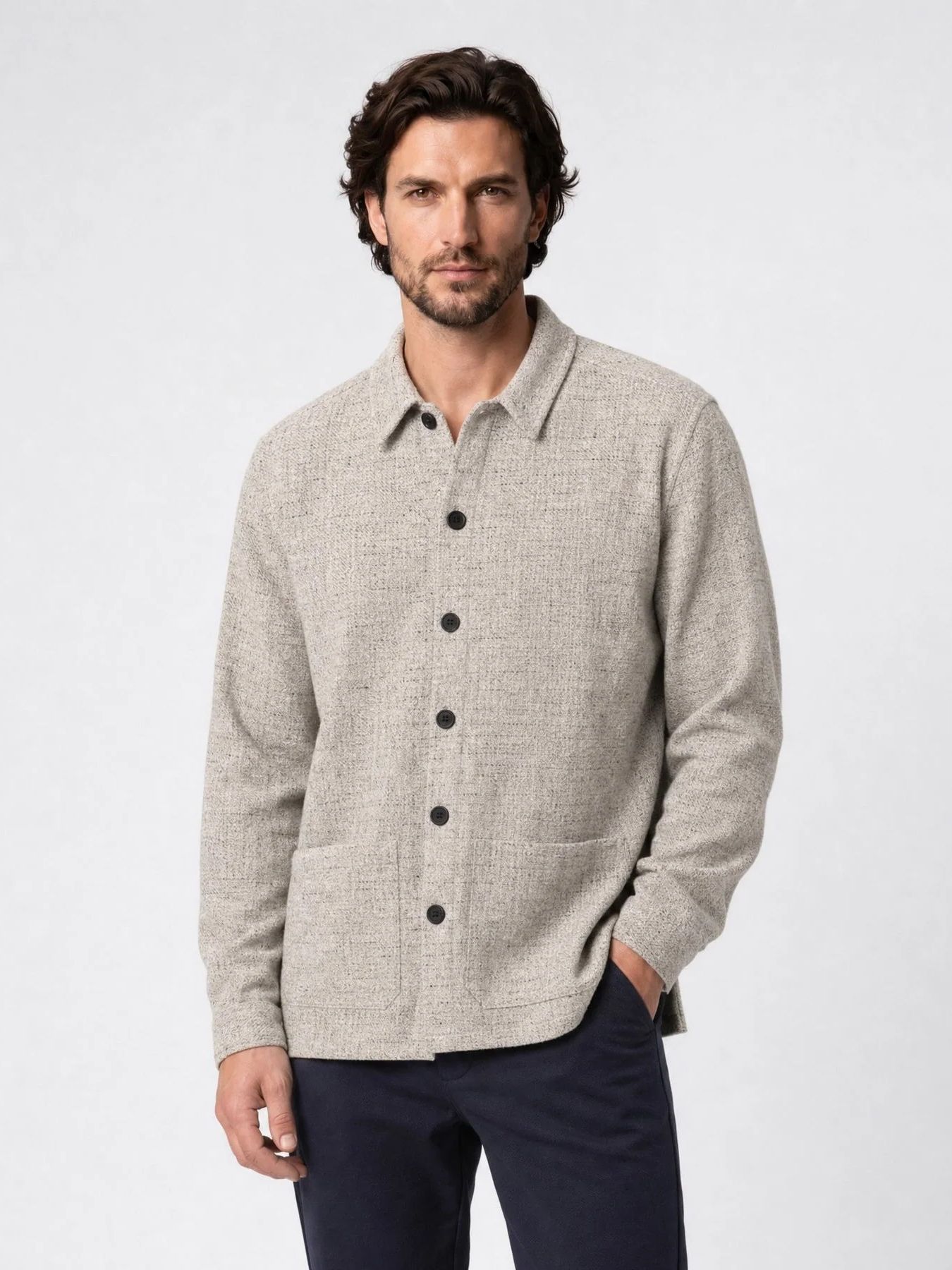 Indigold Men Shirt Long Sleeve Uni 9118 Dark Gull Grey 00120878-EKA26002700000205