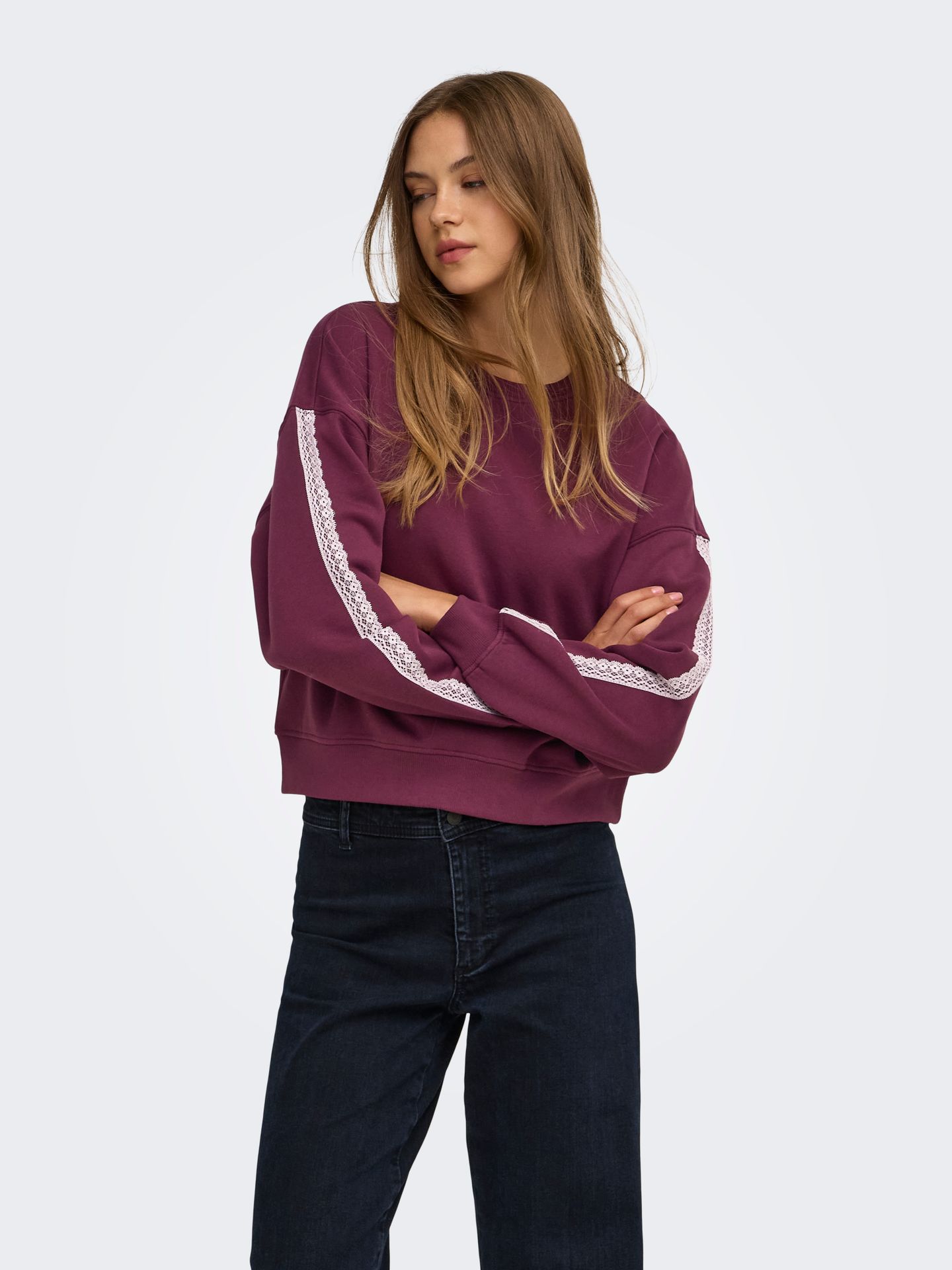 Only ONLBEAUTY L/S CREW NECK CS SWT Fig/W. MELANGE 2900171141015