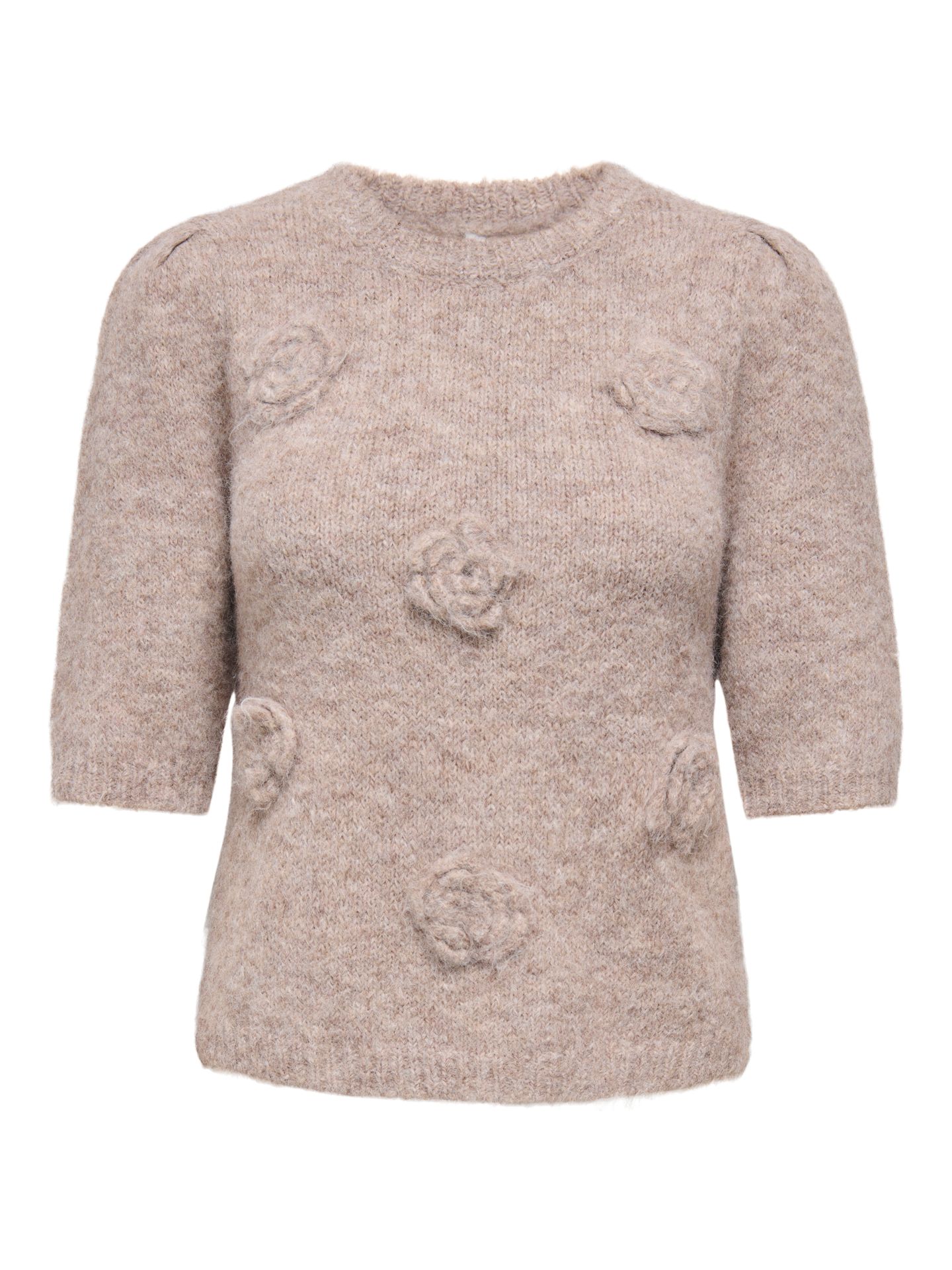 Only ONLZAGGIE SS FLOWER O-NECK CC KNT Silver Mink/LINA SMALL LEO 00120909-EKA26011400002106