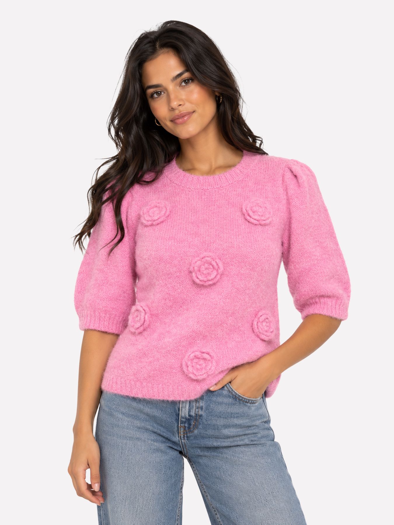 Only ONLZAGGIE SS FLOWER O-NECK CC KNT Fiji Flower/Legend/Fig 00120909-EKA26011400003744