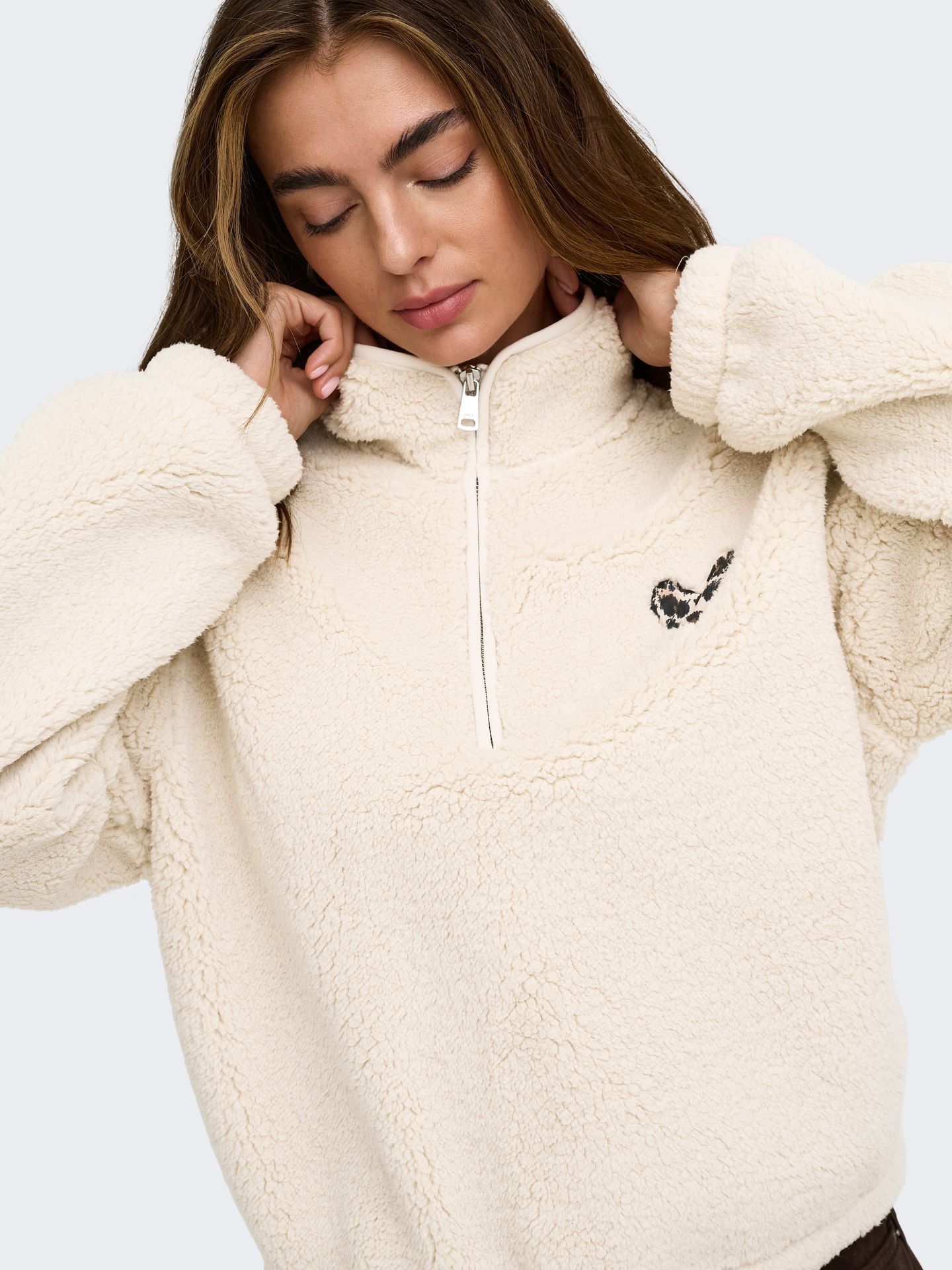 Only ONLNEW DALLAS L/S HIGHNECK ZIP CS S Pumice Stone/Coconut 2900171171050