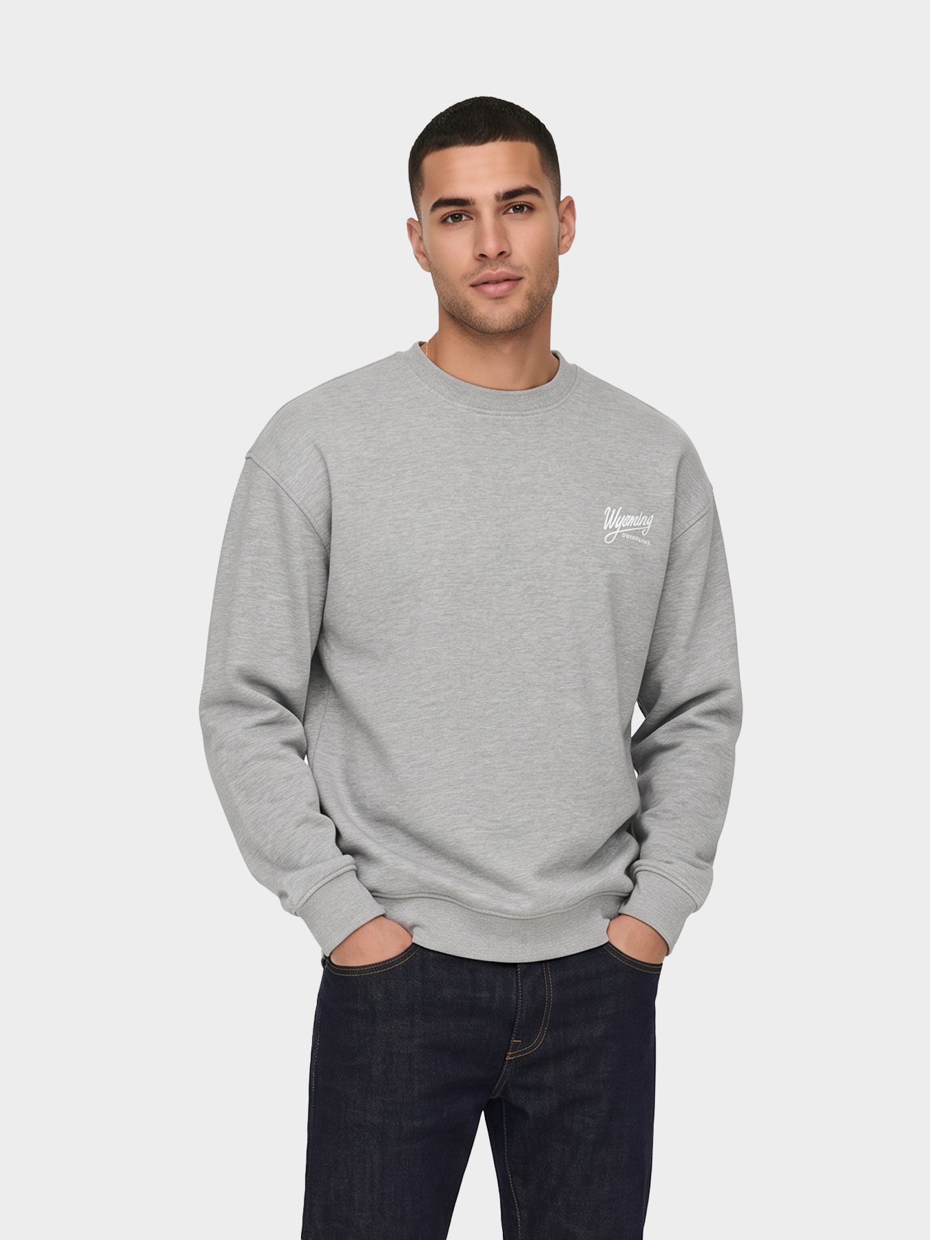 Only & Sons ONSBEJMO MORITS RLX LS CREW NECK Dark Grey Melange/Herringbone 00120932-EKA26011400003788
