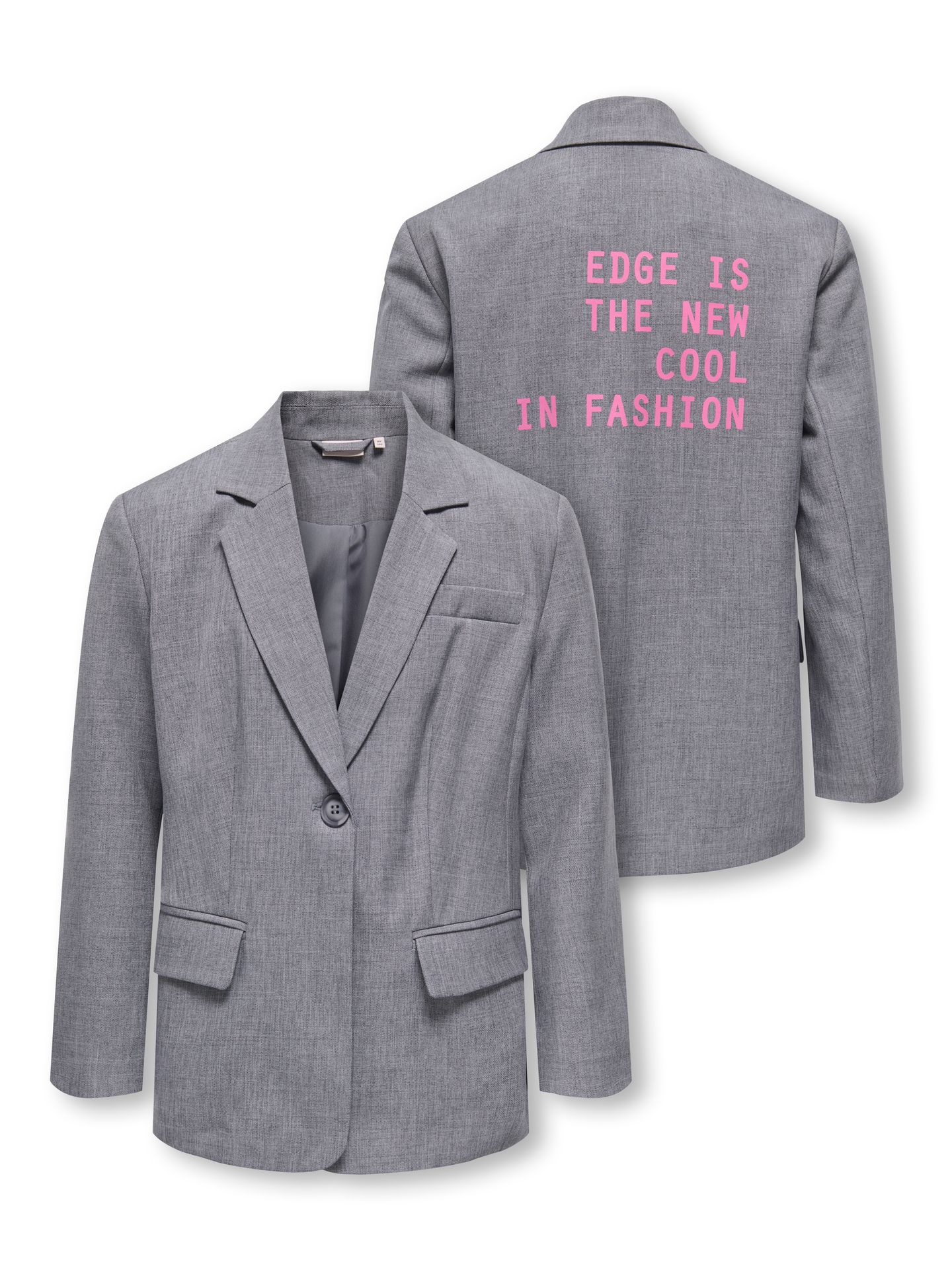 Only KOGLINDA LS BOYFR TEXT MEL BLAZER T Medium Grey Melange/CHECKS 2900171181042