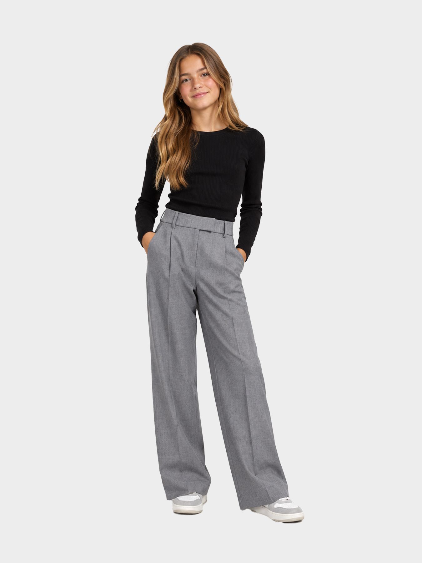 Only KOGLINDA HW STR MEL PANTS TLR Medium Grey Melange 00120937-EKA26011400000762