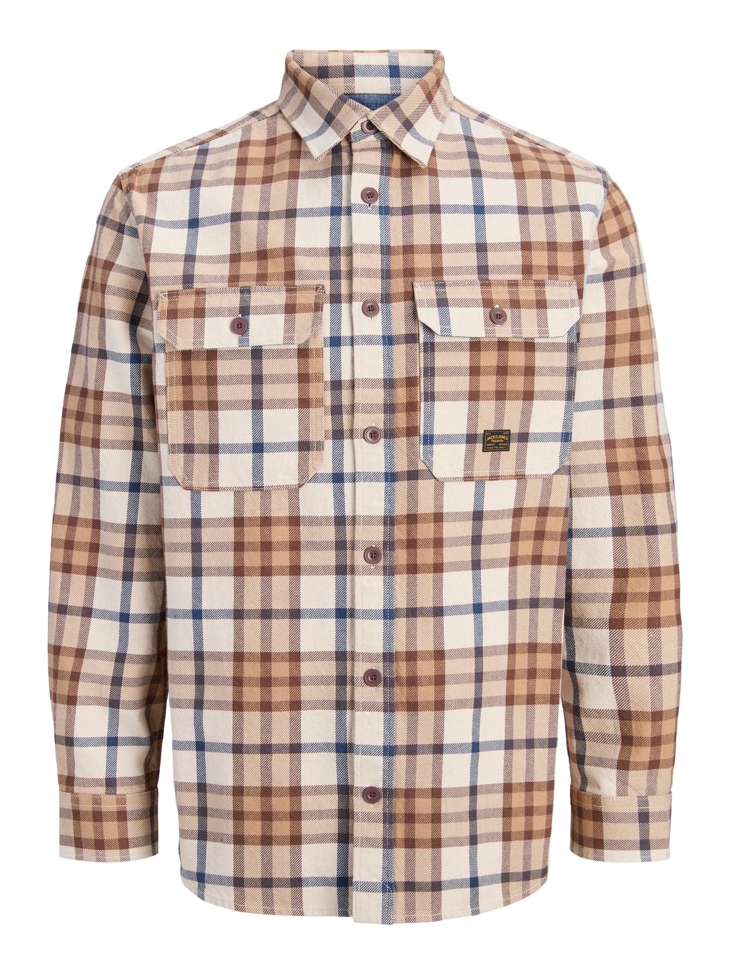 Jack & Jones JPRBLUIVY CHECK L/S OVERSHIRT SN Plaza Taupe 00120938-EKA26011400003796