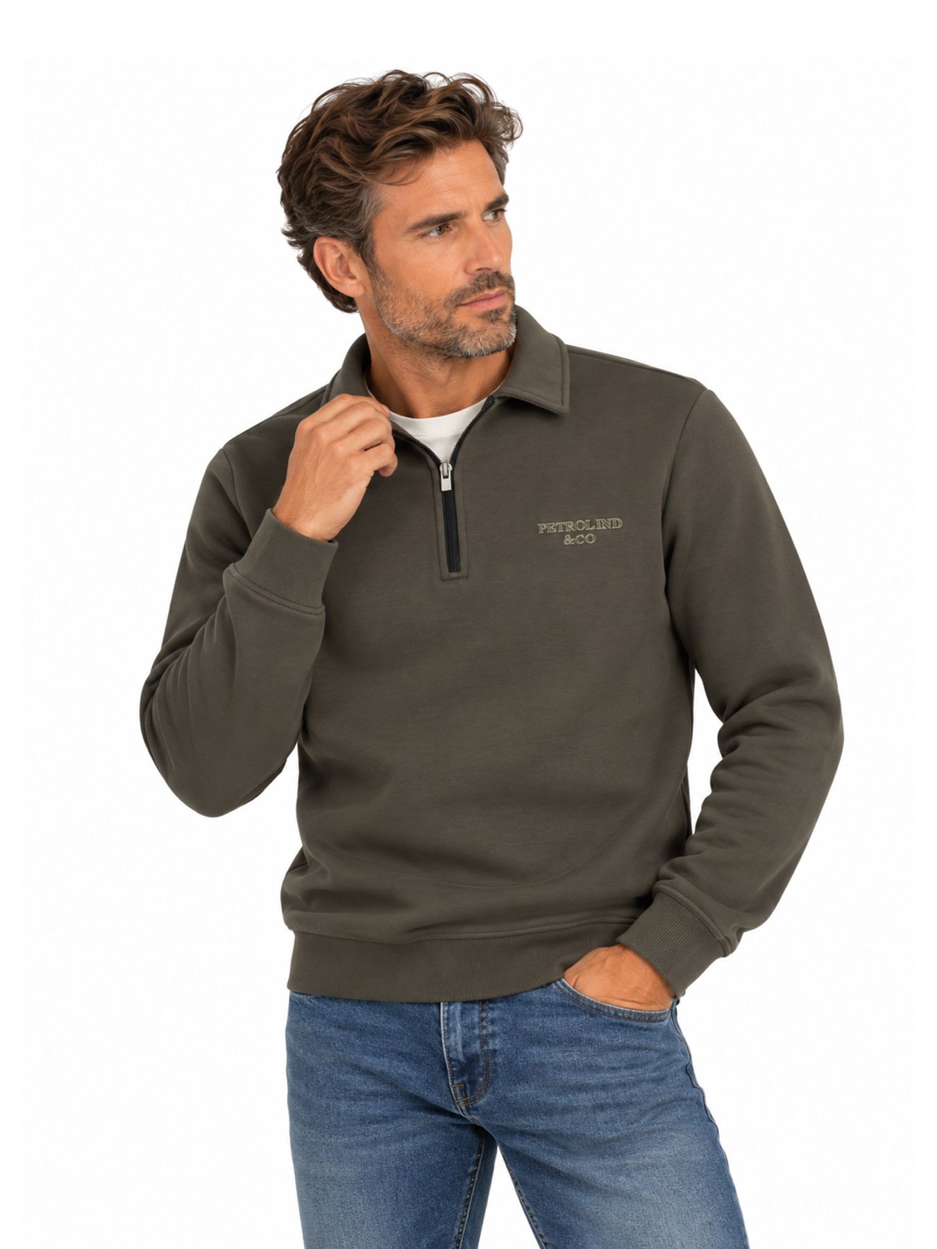 Petrol Industries Men Sweater Collar Zip 9066 beluga 00120960-EKA26002700000168