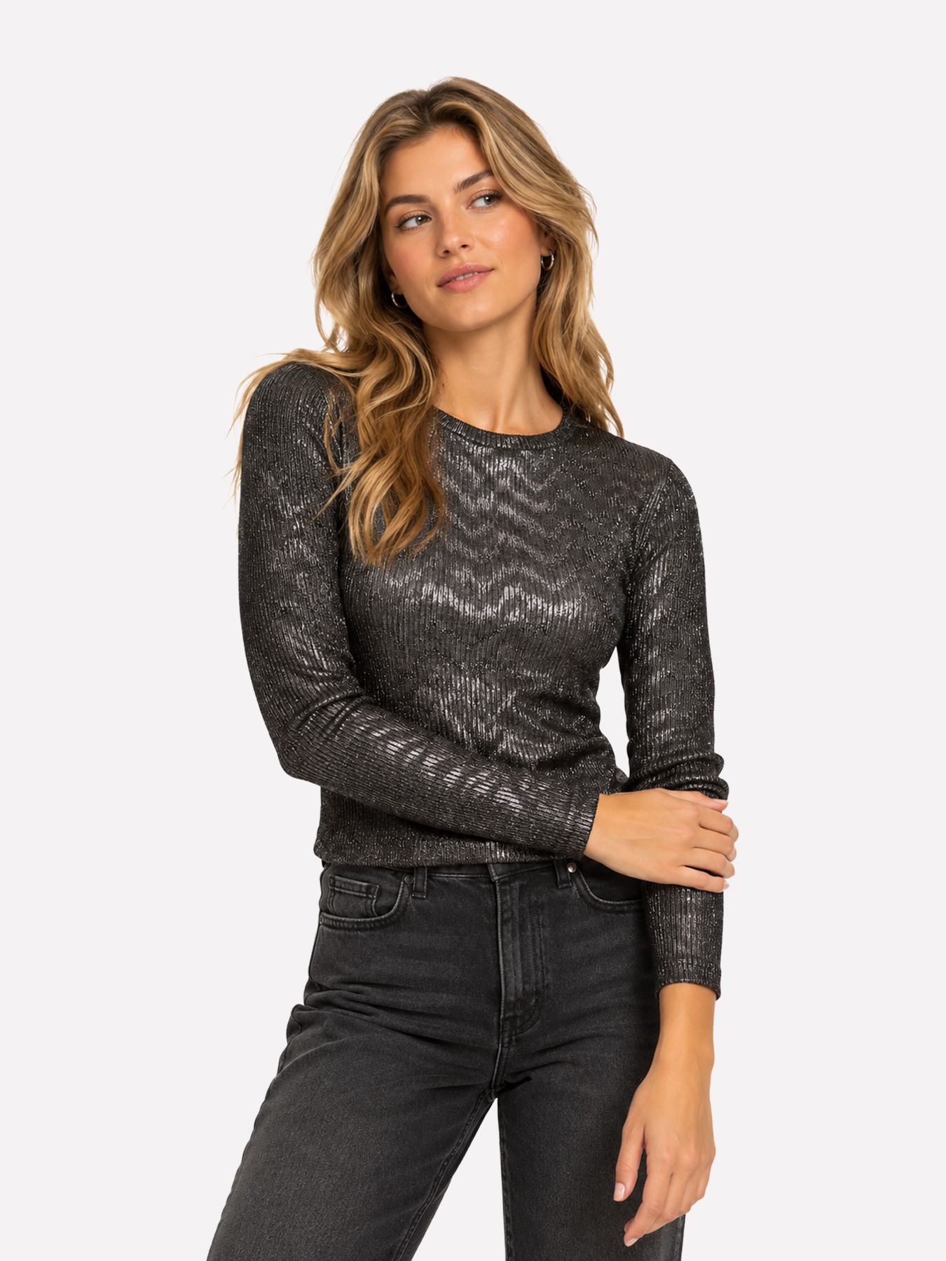 Only ONLMIRINDA L/S TOP JRS Black/LEO AOP 00120963-EKA26011400000044