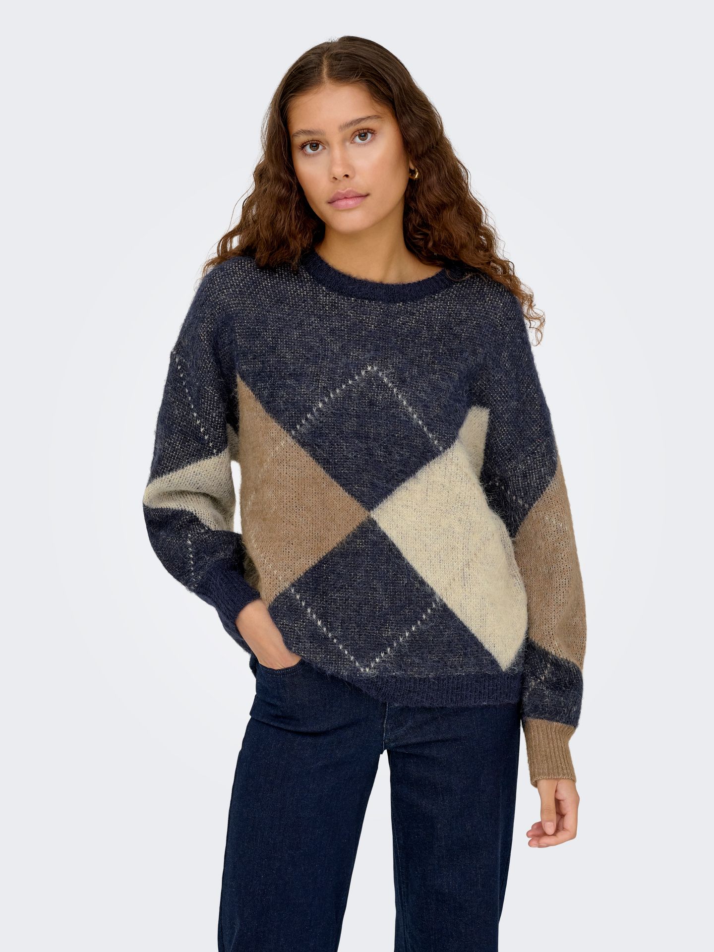 Only ONLNOEME LIFE LS JQ O-NECK NOOS KNT Night Sky/MALENE GRAPHIC 2900171234038