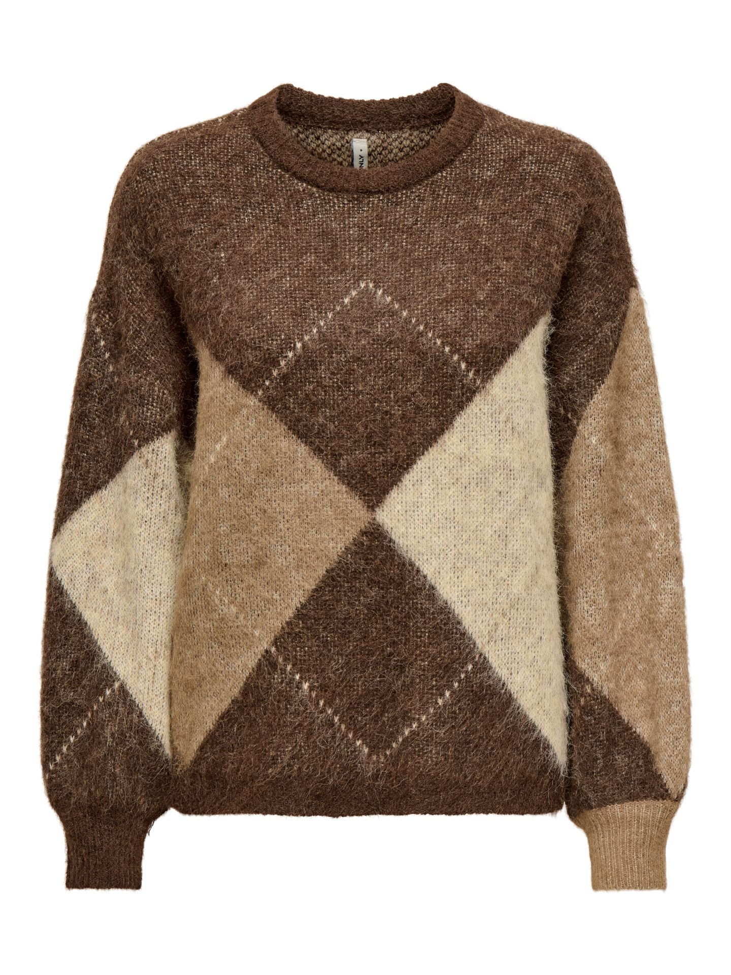 Only ONLNOEME LIFE LS JQ O-NECK NOOS KNT Chestnut/Cocoa Creme/Biscotti/Melan 2900171235011