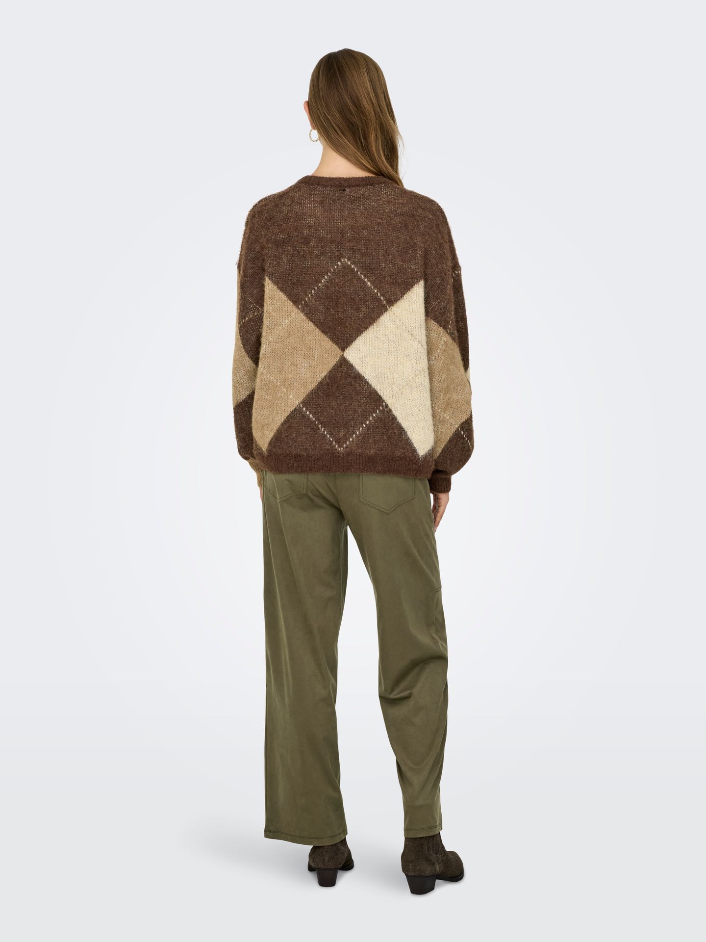 Only ONLNOEME LIFE LS JQ O-NECK NOOS KNT Chestnut/Cocoa Creme/Biscotti/Melan 2900171235011