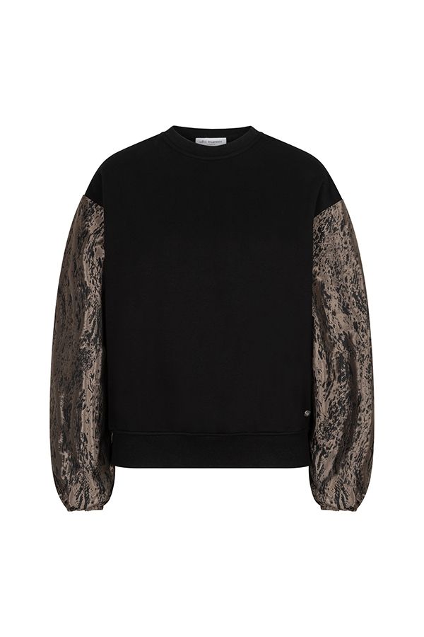 Lofty Manner Sweater Jara - Contrast Sleeve 600 black 00121160-EKA26013300000017